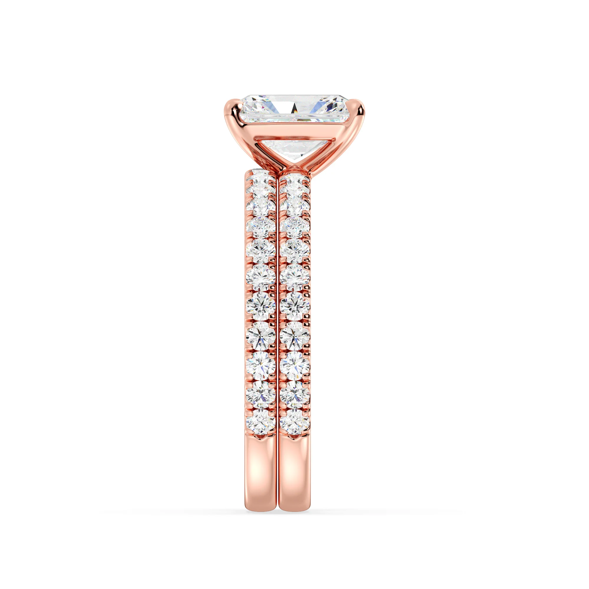 2 Carat Radiant Cut Lab Grown Diamond Engagement Ring with Wedding Band Set in 18K Gold - Image 8