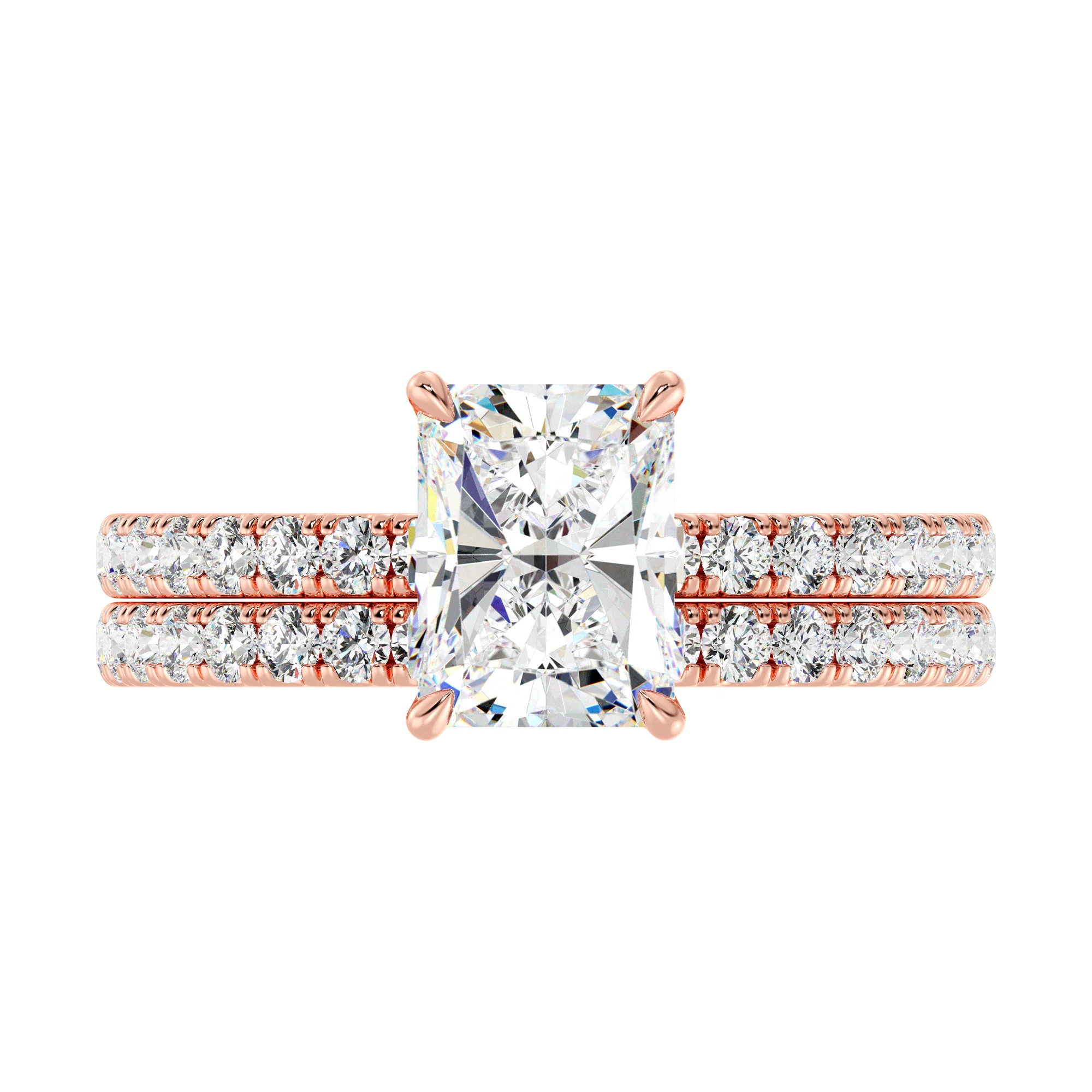 2 Carat Radiant Cut Lab Grown Diamond Engagement Ring with Wedding Band Set in 18K Gold - Image 9