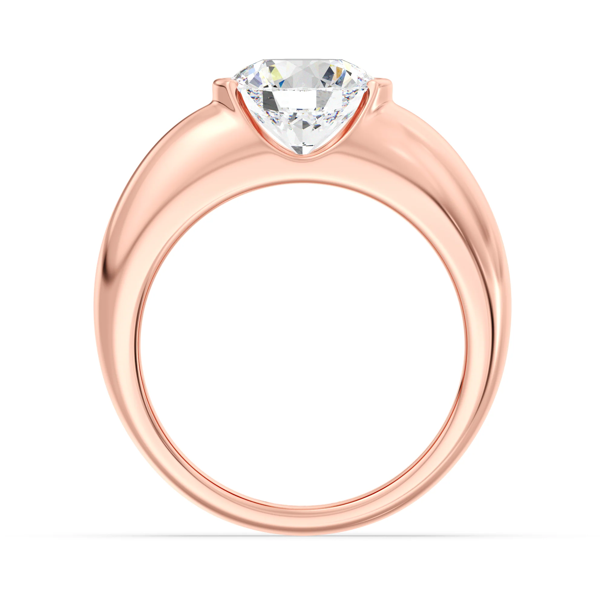 2 Carat Round Cut Lab Grown Diamond Bezel Set Solitaire Ring in 18K Gold - Image 10