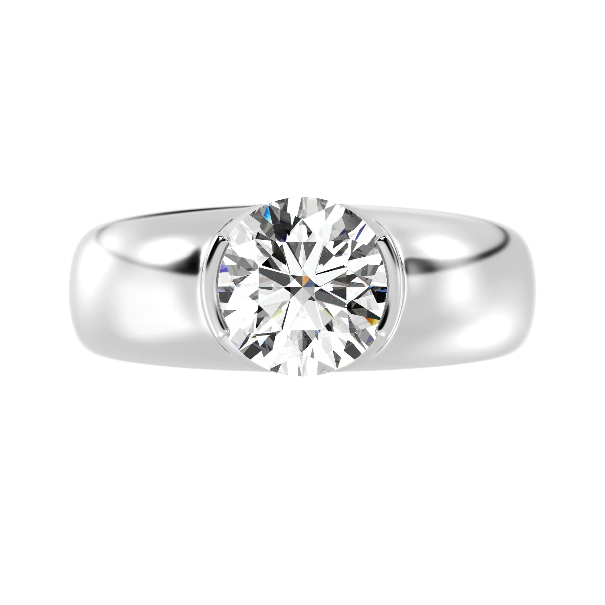2 Carat Round Cut Lab Grown Diamond Bezel Set Solitaire Ring in 18K Gold - Image 13