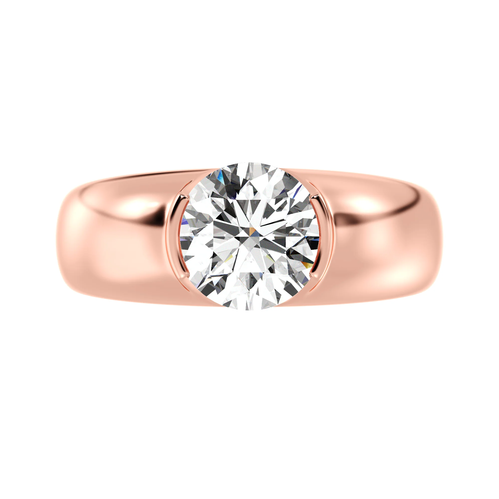 2 Carat Round Cut Lab Grown Diamond Bezel Set Solitaire Ring in 18K Gold - Image 8