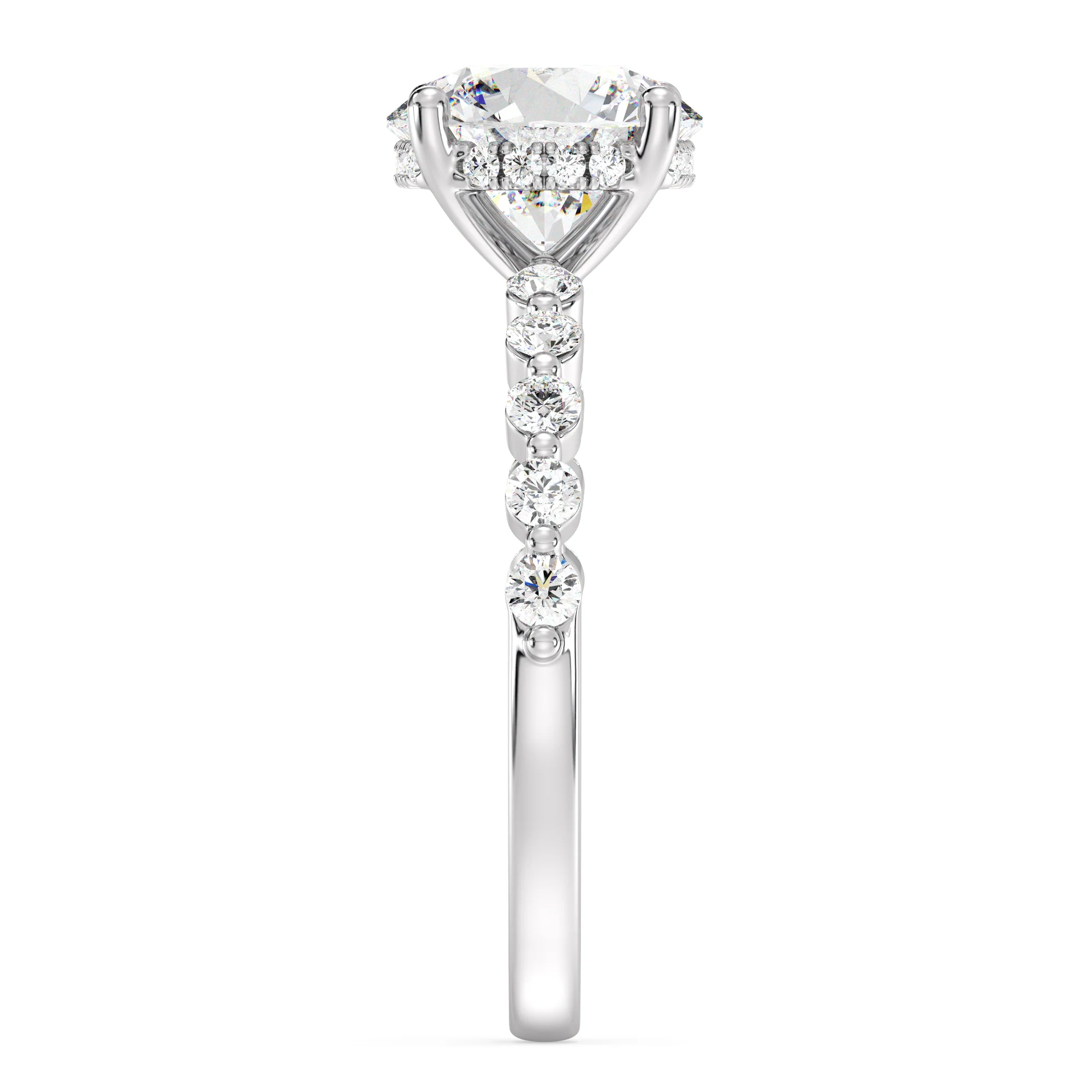 2 Carat Round Cut Lab Grown Diamond Engagement Ring with Hidden Halo in 18K Gold - Image 14