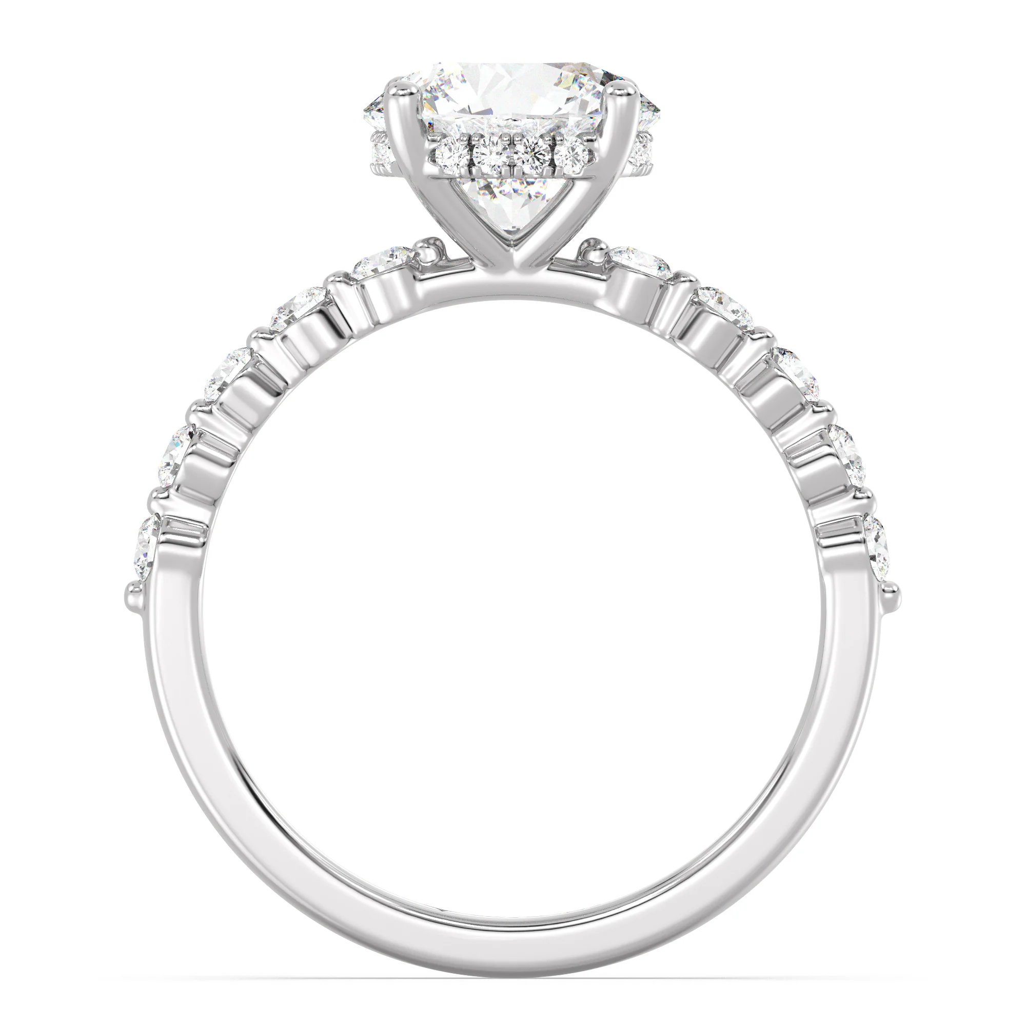 2 Carat Round Cut Lab Grown Diamond Engagement Ring with Hidden Halo in 18K Gold - Image 15