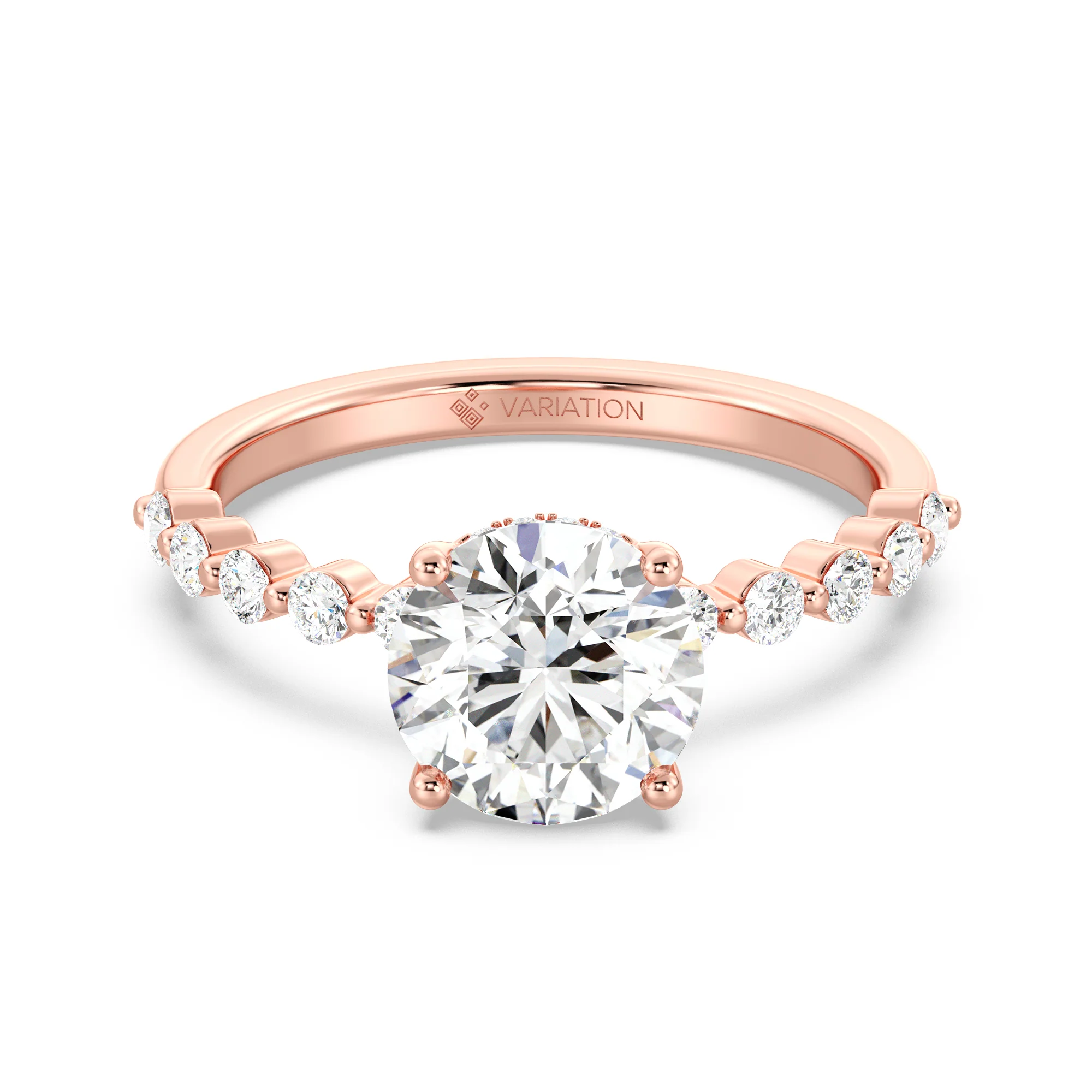 2 Carat Round Cut Lab Grown Diamond Engagement Ring with Hidden Halo in 18K Gold - Image 6
