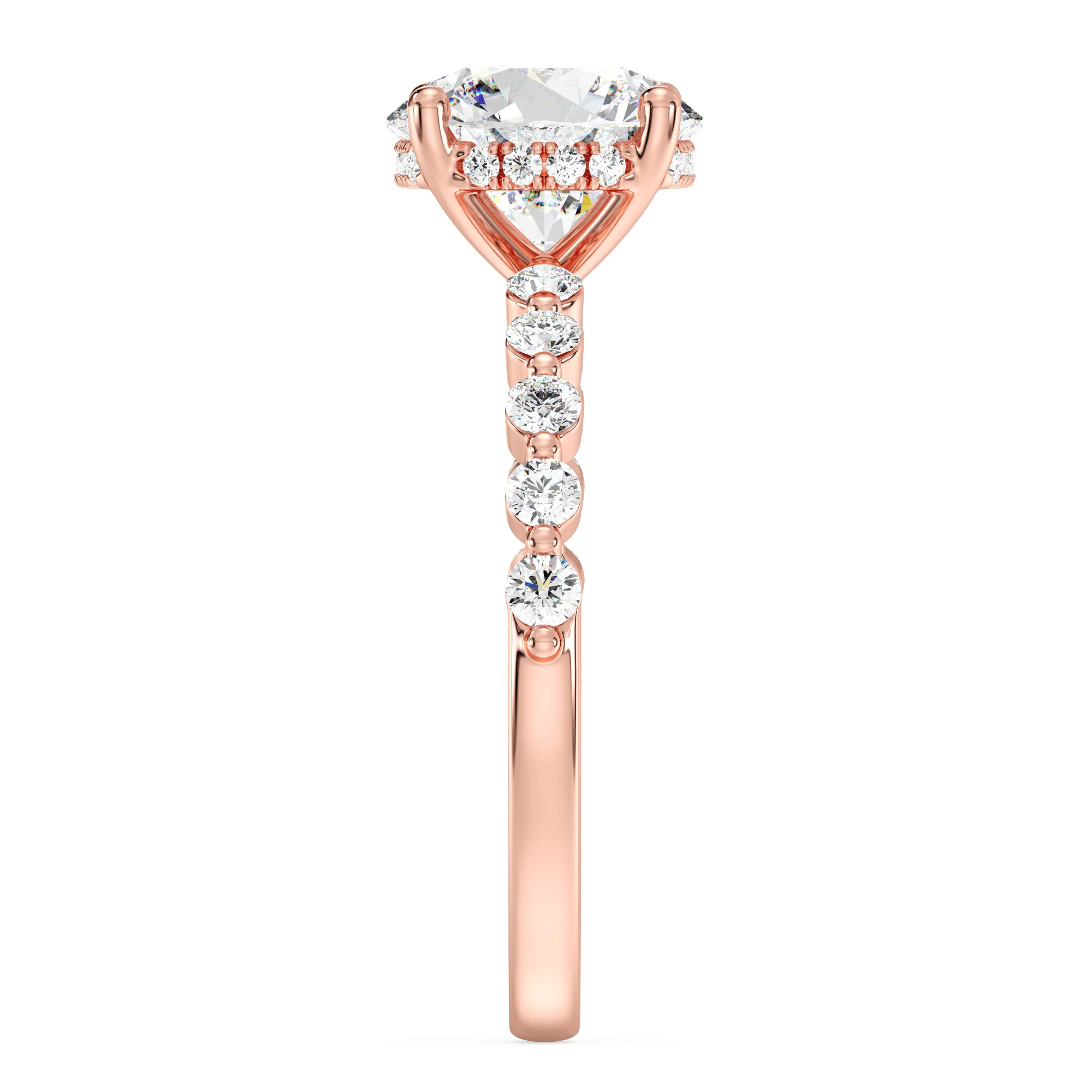 2 Carat Round Cut Lab Grown Diamond Engagement Ring with Hidden Halo in 18K Gold - Image 9