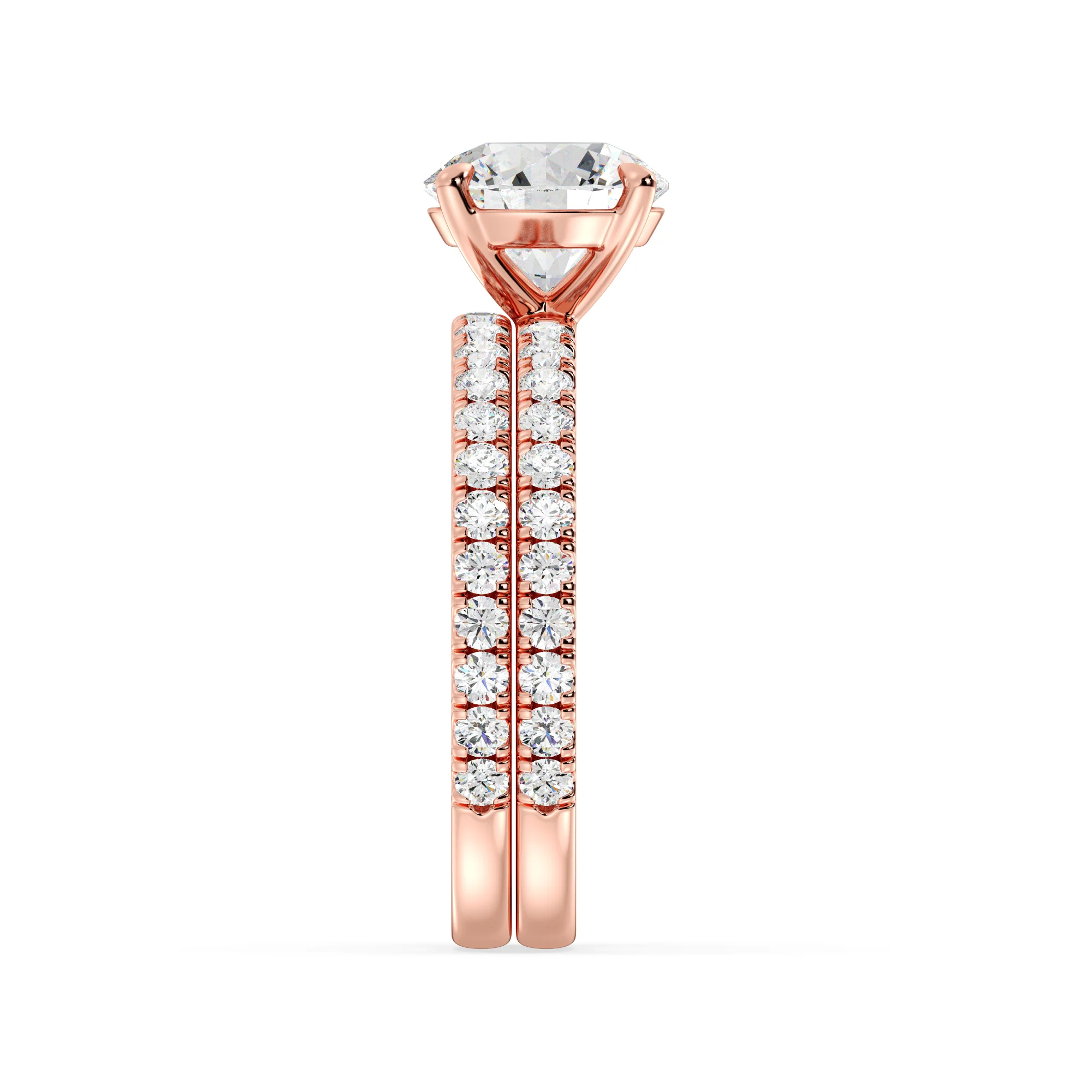 2 Carat Round Cut Lab Grown Diamond Engagement Ring with Wedding Band Set in 18K Gold - Image 10