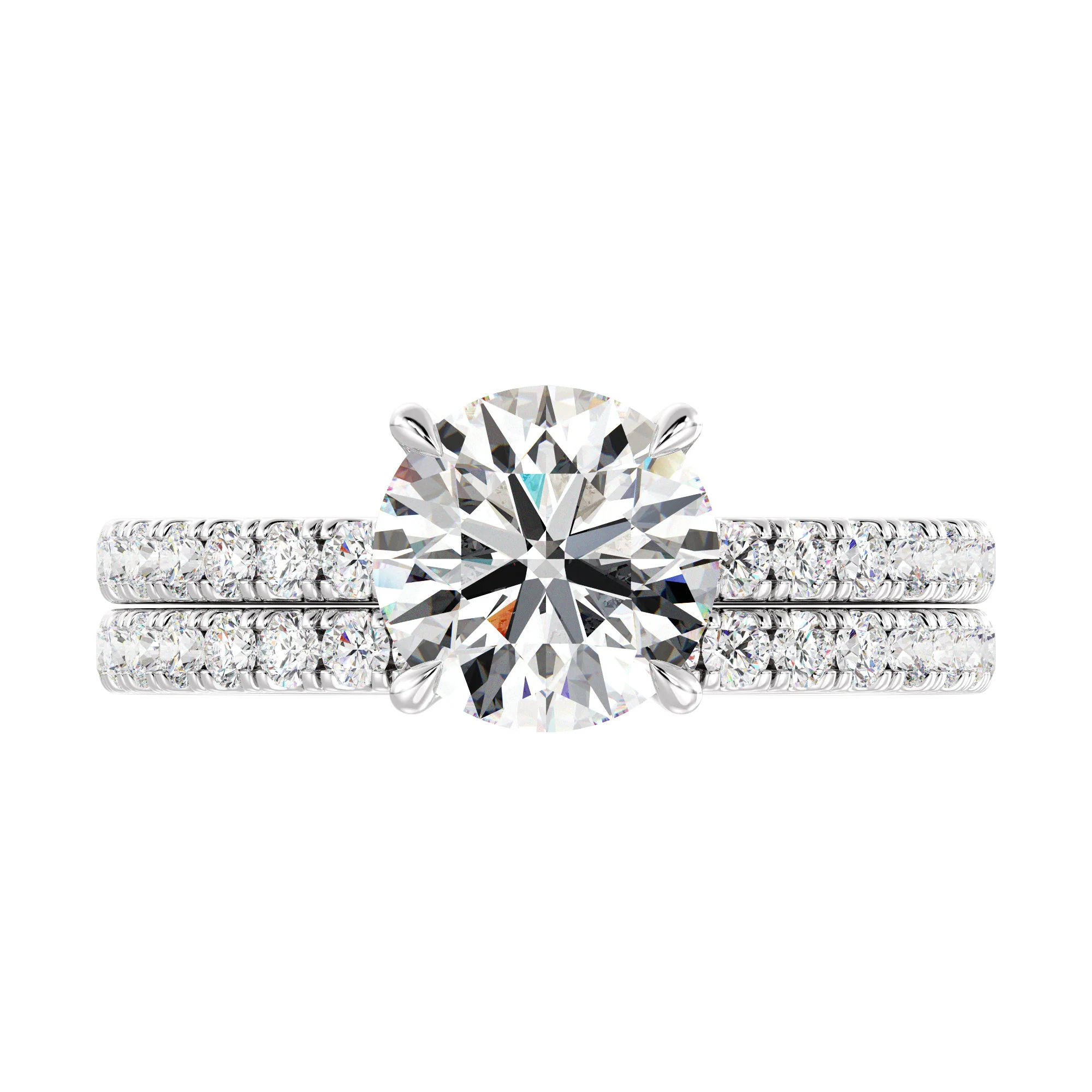 2 Carat Round Cut Lab Grown Diamond Engagement Ring with Wedding Band Set in 18K Gold - Image 15