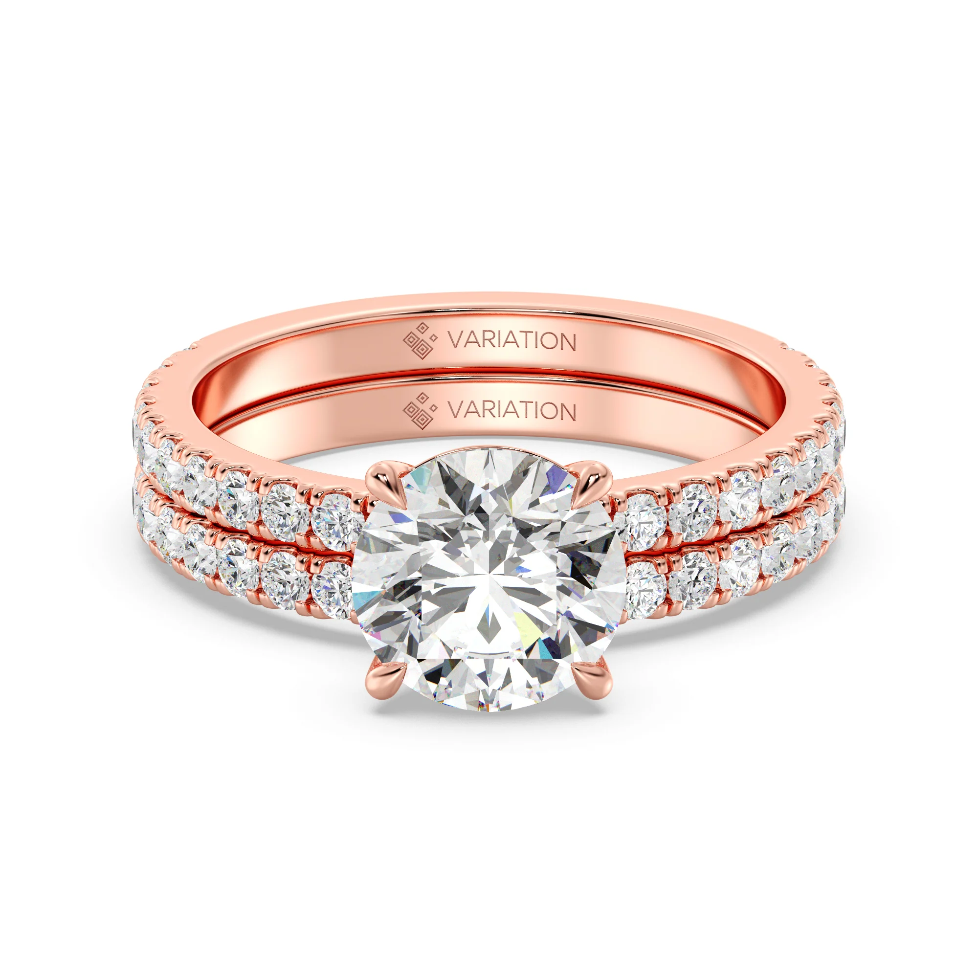 2 Carat Round Cut Lab Grown Diamond Engagement Ring with Wedding Band Set in 18K Gold - Image 6