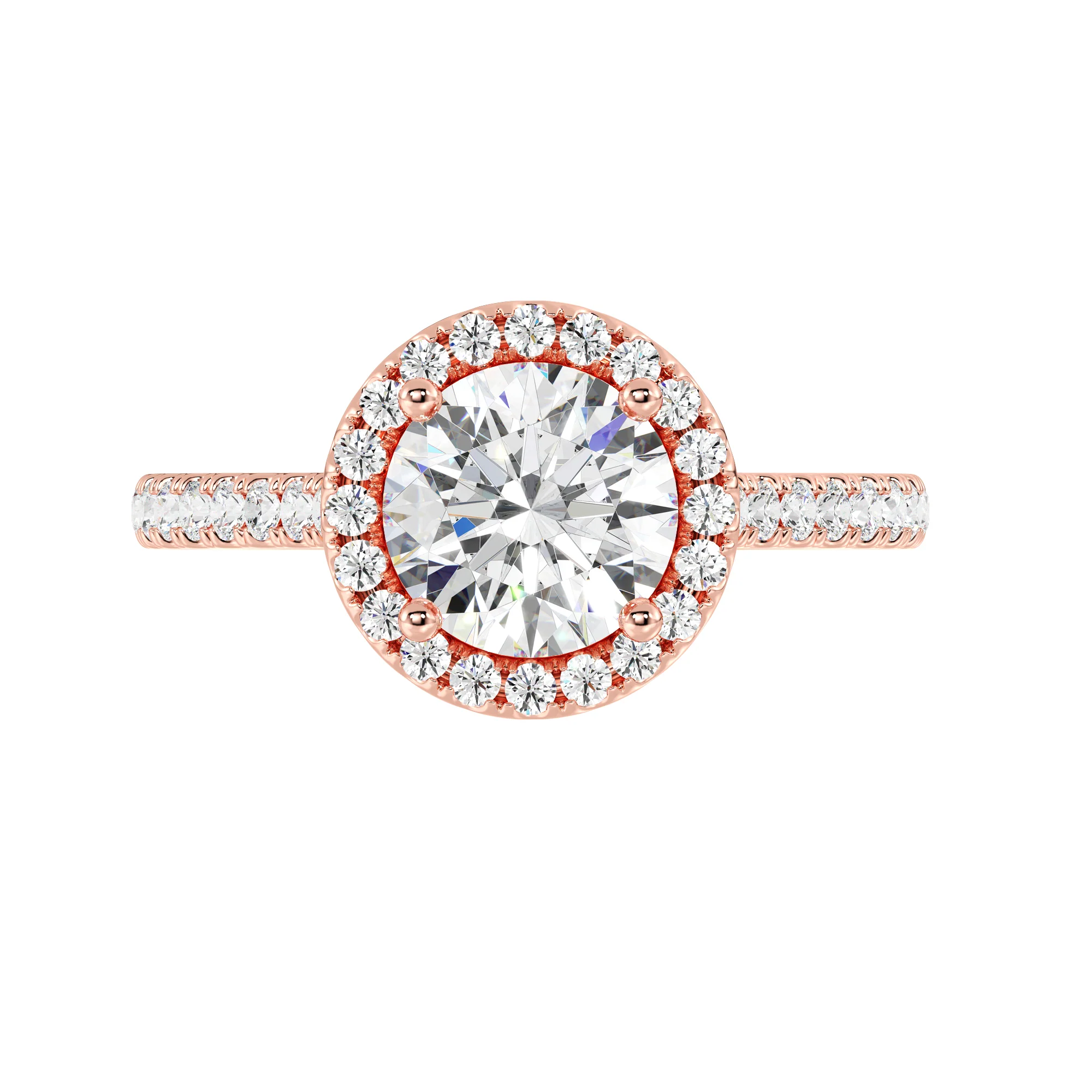 2 Carat Round Cut Lab Grown Diamond Halo Engagement Ring in 18K Gold - Image 8