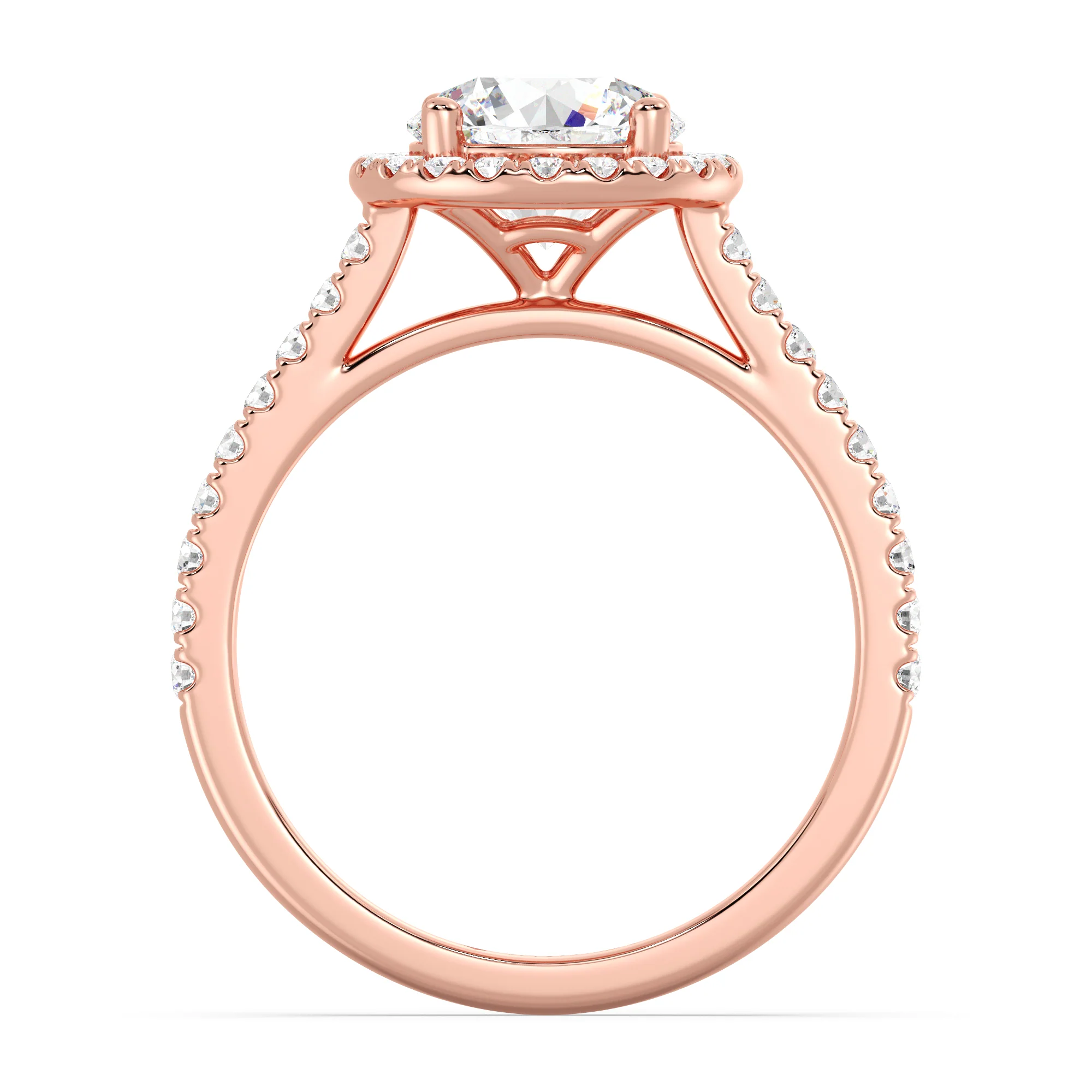 2 Carat Round Cut Lab Grown Diamond Halo Engagement Ring in 18K Gold - Image 9