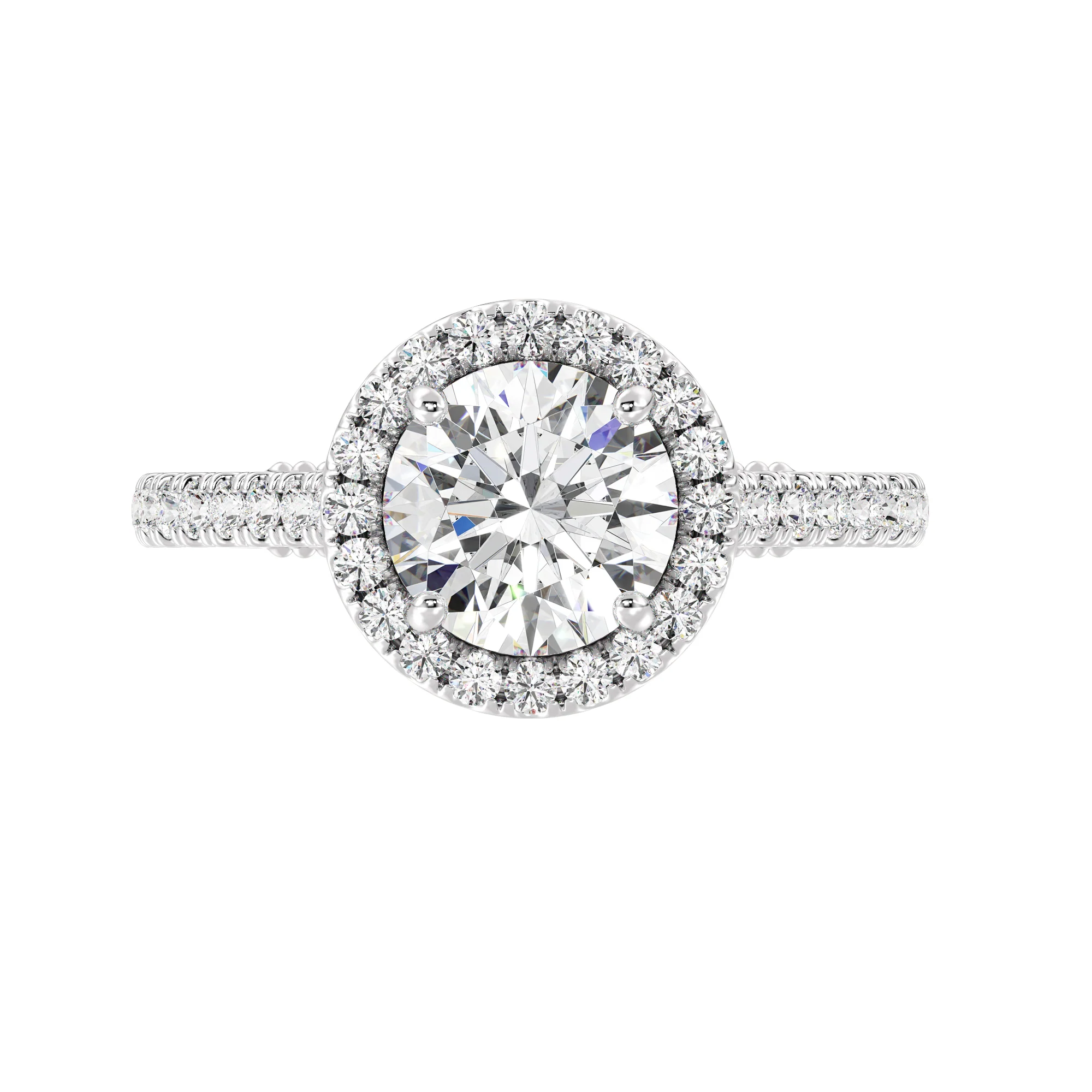 2 Carat Round Cut Lab Grown Diamond Halo Engagement Ring in 18K Gold - Image 12