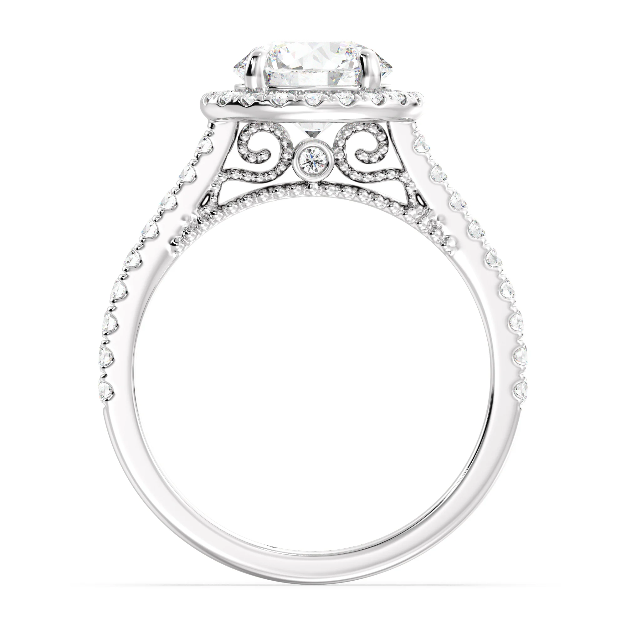 2 Carat Round Cut Lab Grown Diamond Halo Engagement Ring in 18K Gold - Image 14