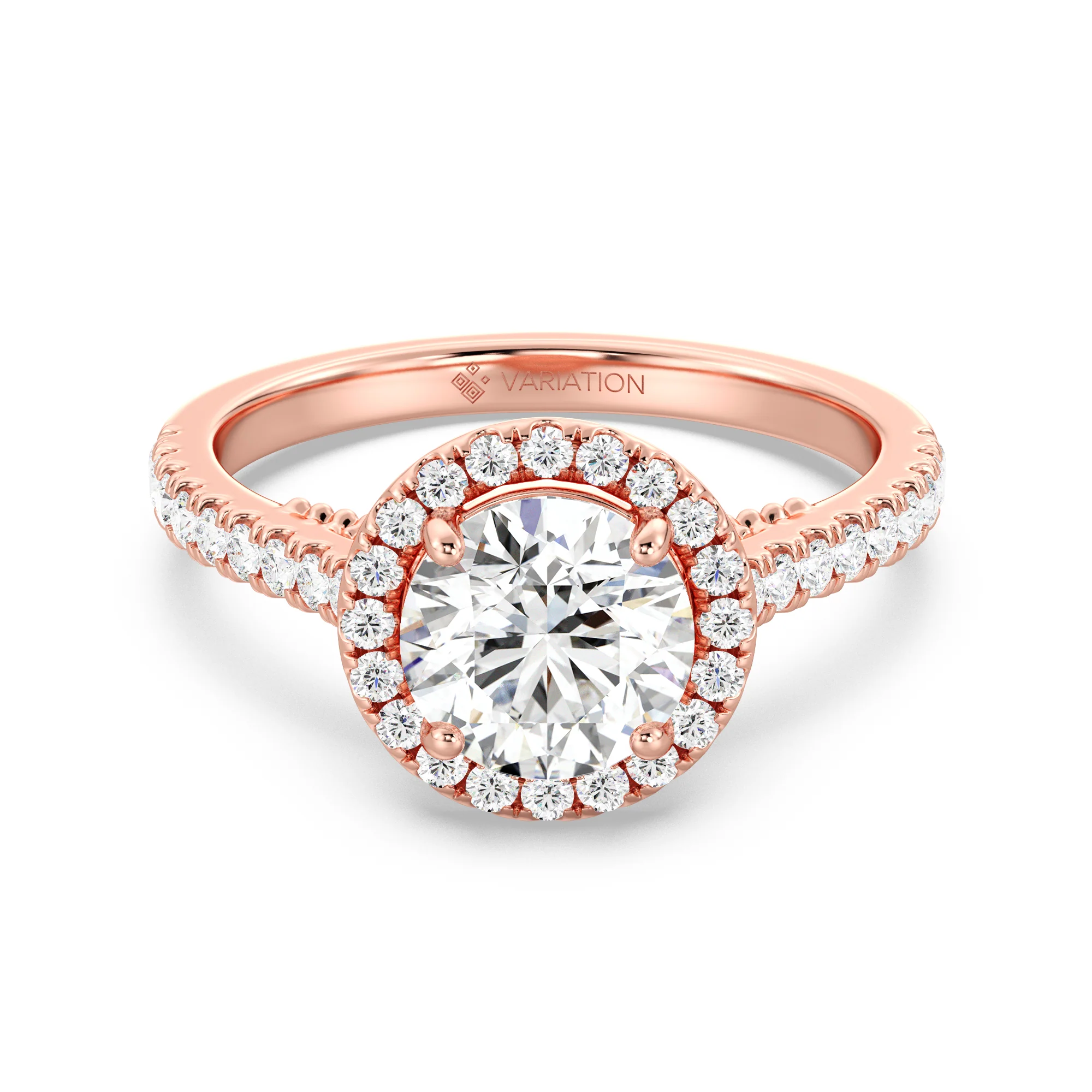 2 Carat Round Cut Lab Grown Diamond Halo Engagement Ring in 18K Gold - Image 5