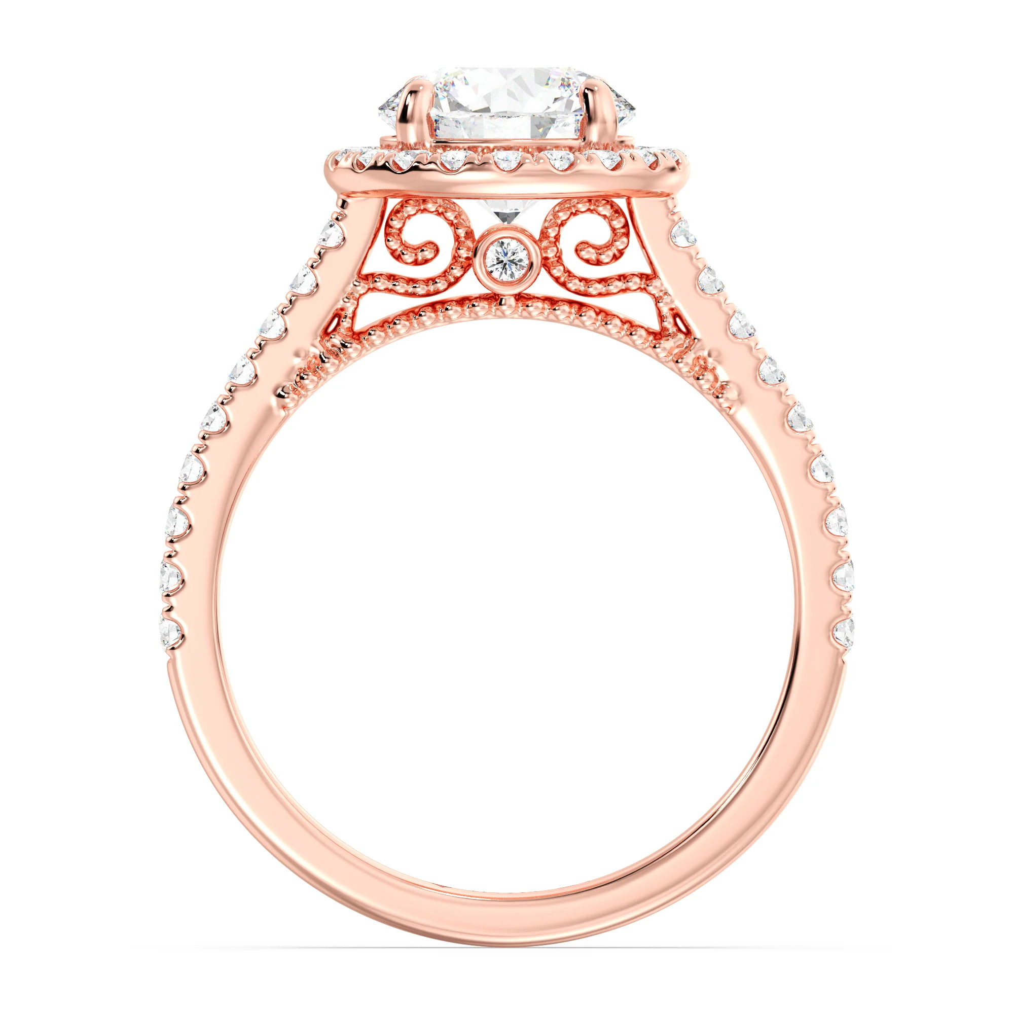 2 Carat Round Cut Lab Grown Diamond Halo Engagement Ring in 18K Gold - Image 7