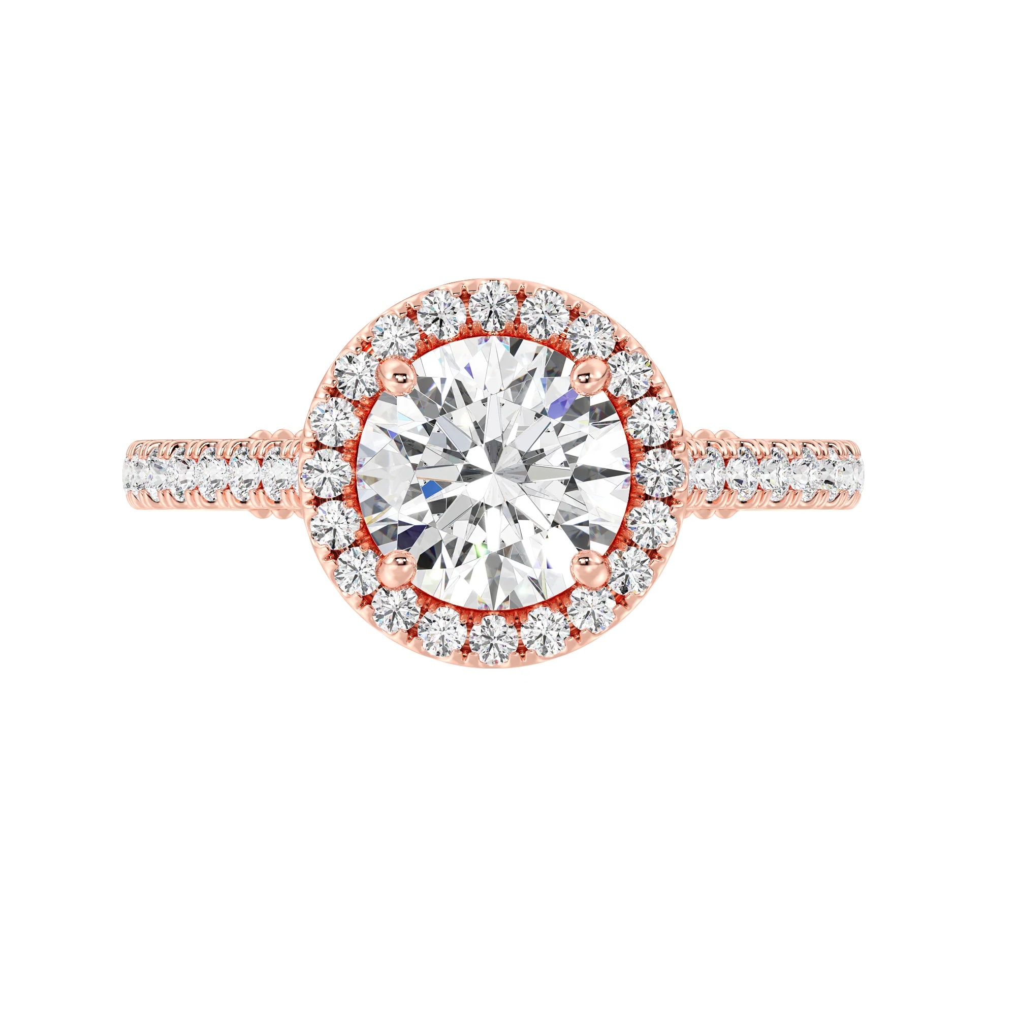 2 Carat Round Cut Lab Grown Diamond Halo Engagement Ring in 18K Gold - Image 8