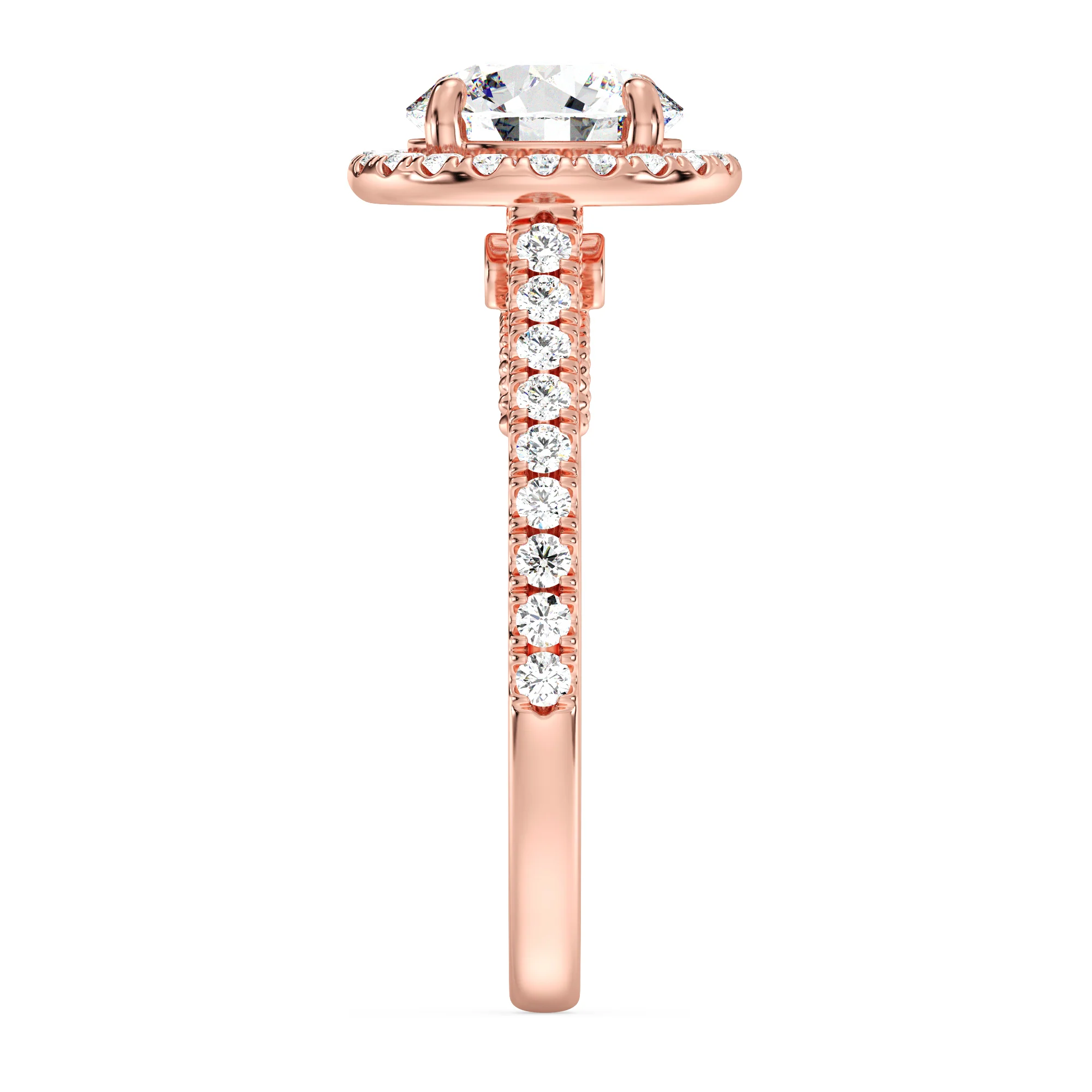 2 Carat Round Cut Lab Grown Diamond Halo Engagement Ring in 18K Gold - Image 9