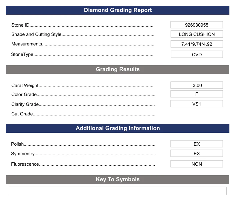 3.0 Carat Long Cushion Lab Grown Diamond, VS1/F - Image 2