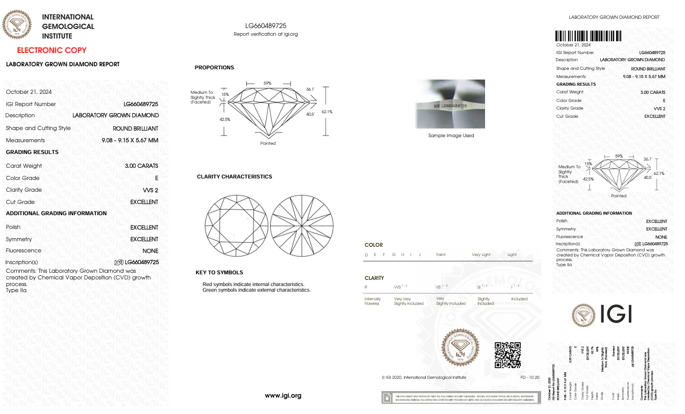 3.0 Carat Round Lab Grown Diamond, VVS2/E - Image 2