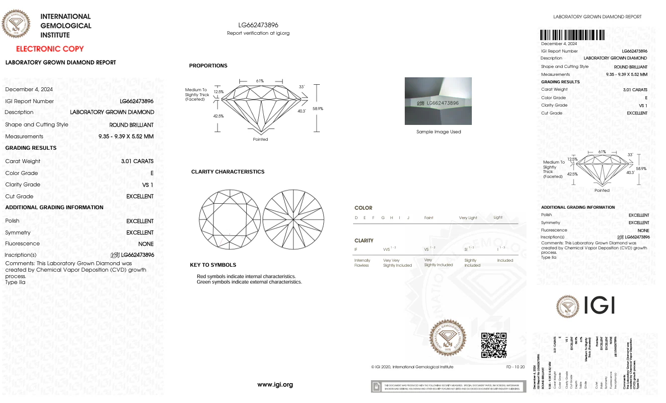 3.01 Carat Round Lab Grown Diamond, VS1/E - Image 2