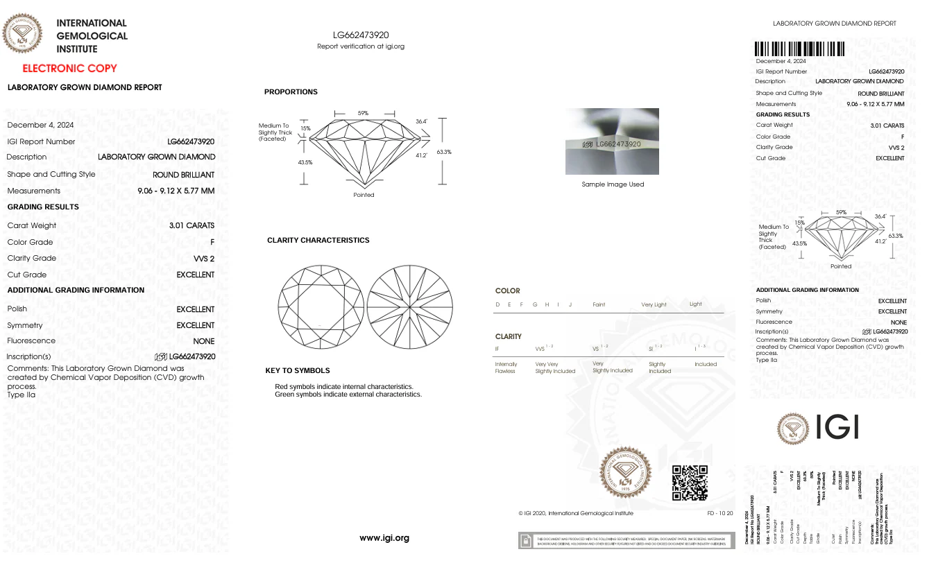 3.01 Carat Round Lab Grown Diamond, VVS2/F - Image 2