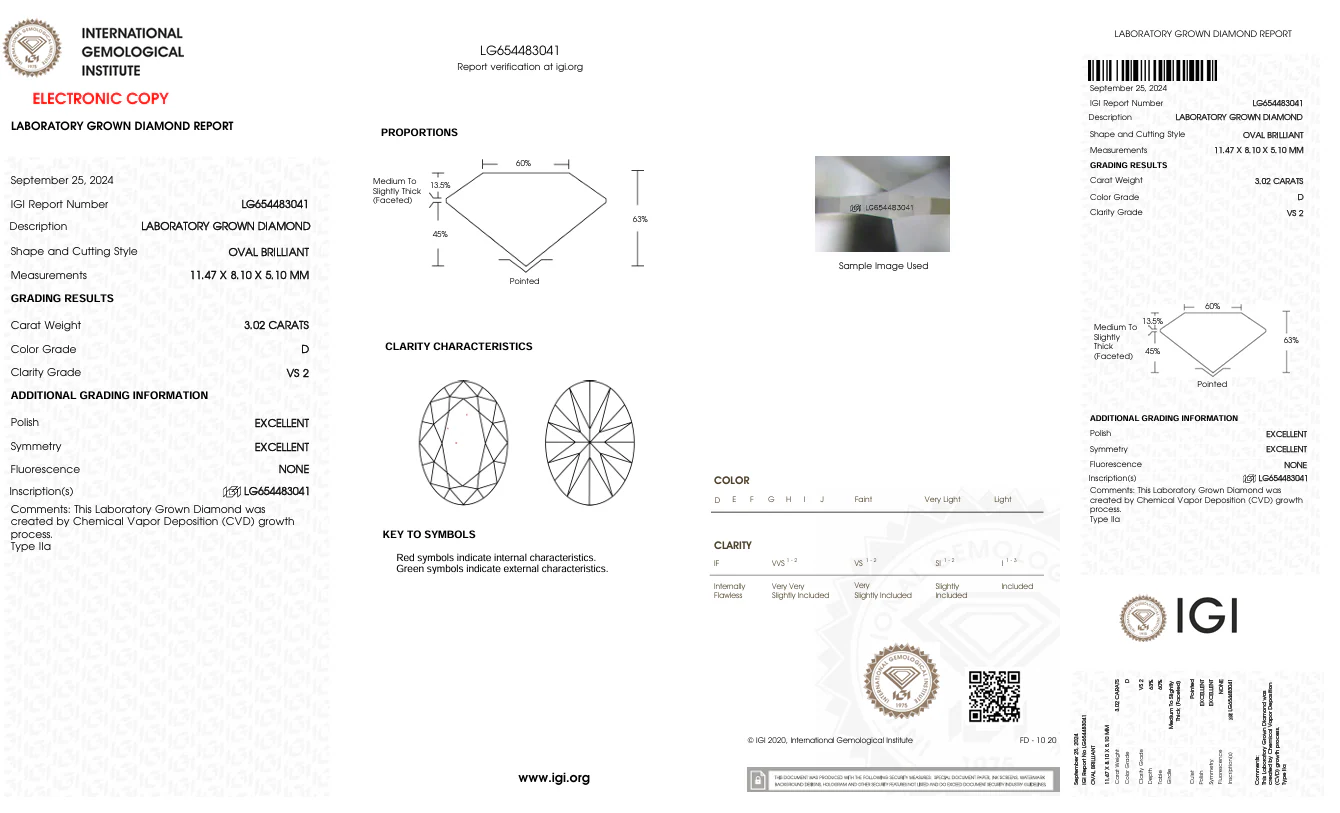 3.02 Carat Oval Lab Grown Diamond, VS2/D - Image 2