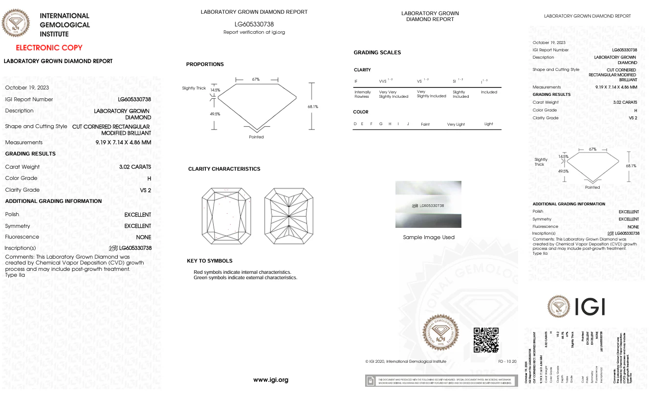 3.02 Carat Radiant Lab Grown Diamond, VS2/H - Image 2