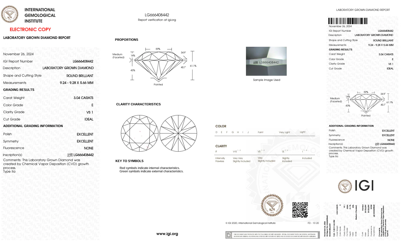 3.04 Carat Round Lab Grown Diamond, VS1/E - Image 2