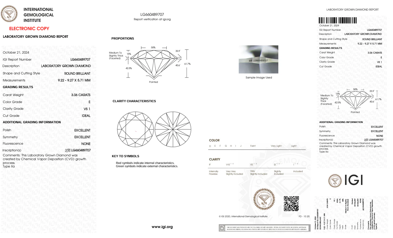 3.06 Carat Round Lab Grown Diamond, VS1/E - Image 2