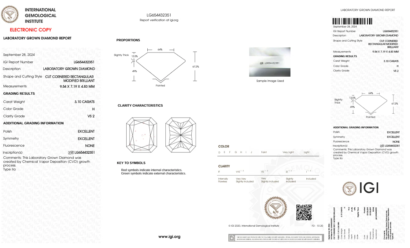3.1 Carat Radiant Lab Grown Diamond, VS2/H - Image 2