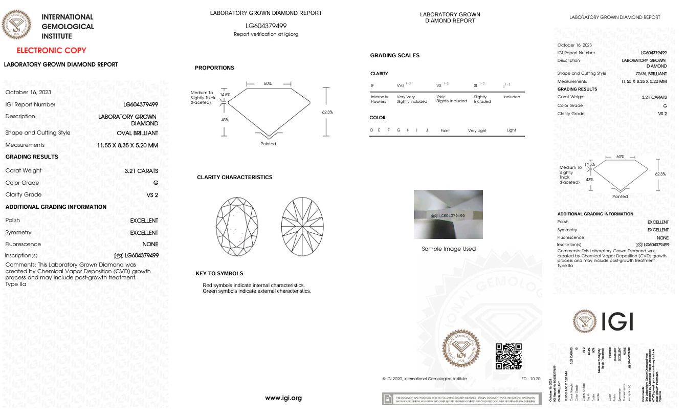 3.21 Carat Oval Lab Grown Diamond, VS2/G - Image 2