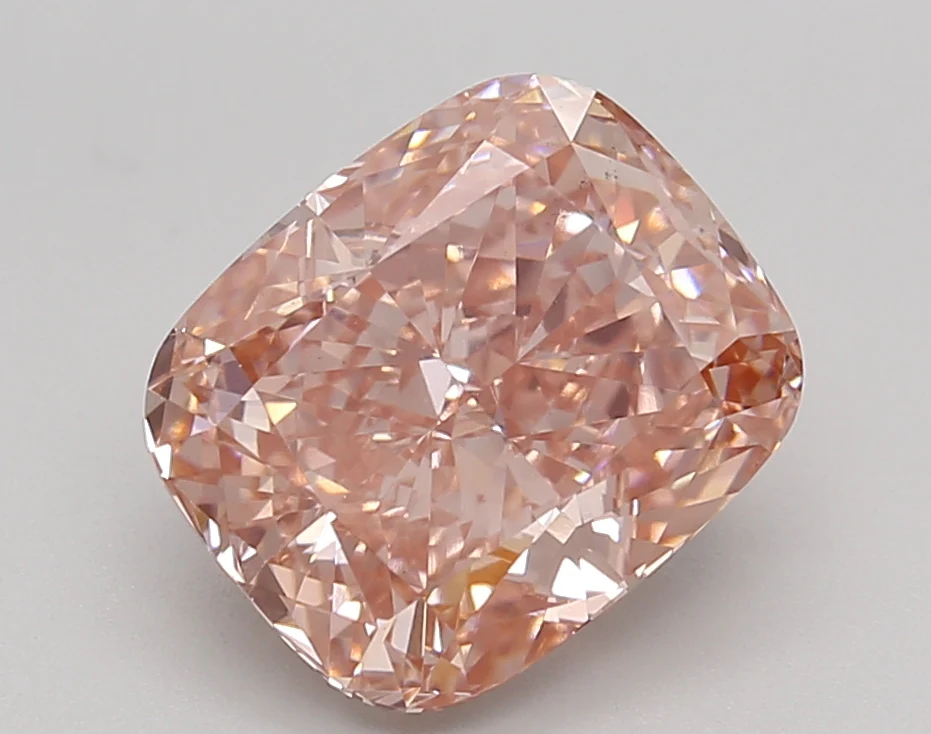 3.23 Carat Long Cushion Lab Grown Diamond, VS2/FANCY VIVID PINK
