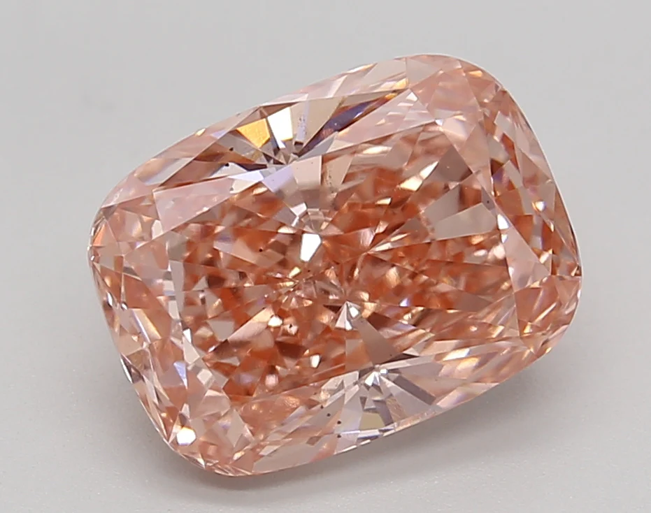 3.24 Carat Long Cushion Lab Grown Diamond, VS2/FANCY VIVID PINK