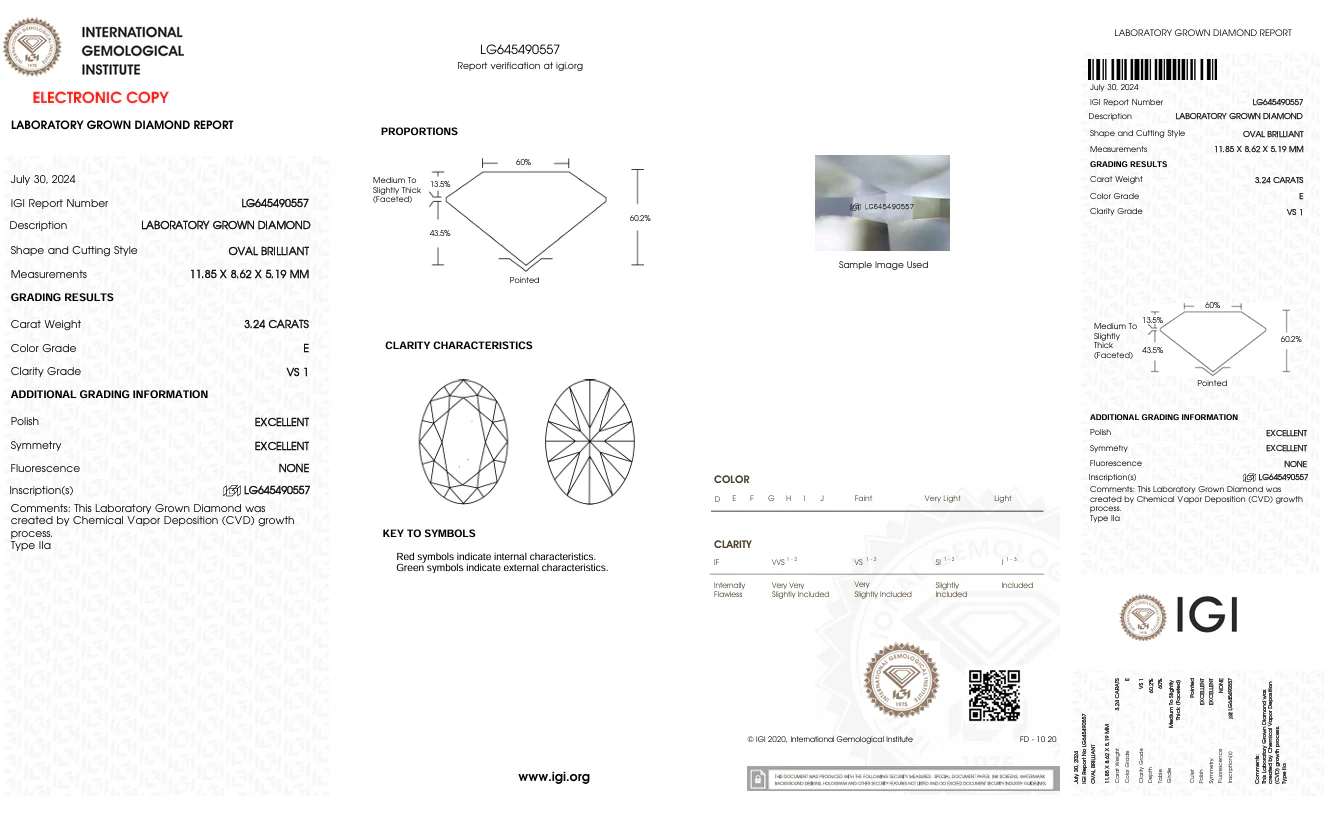 3.24 Carat Oval Lab Grown Diamond, VS1/E - Image 2