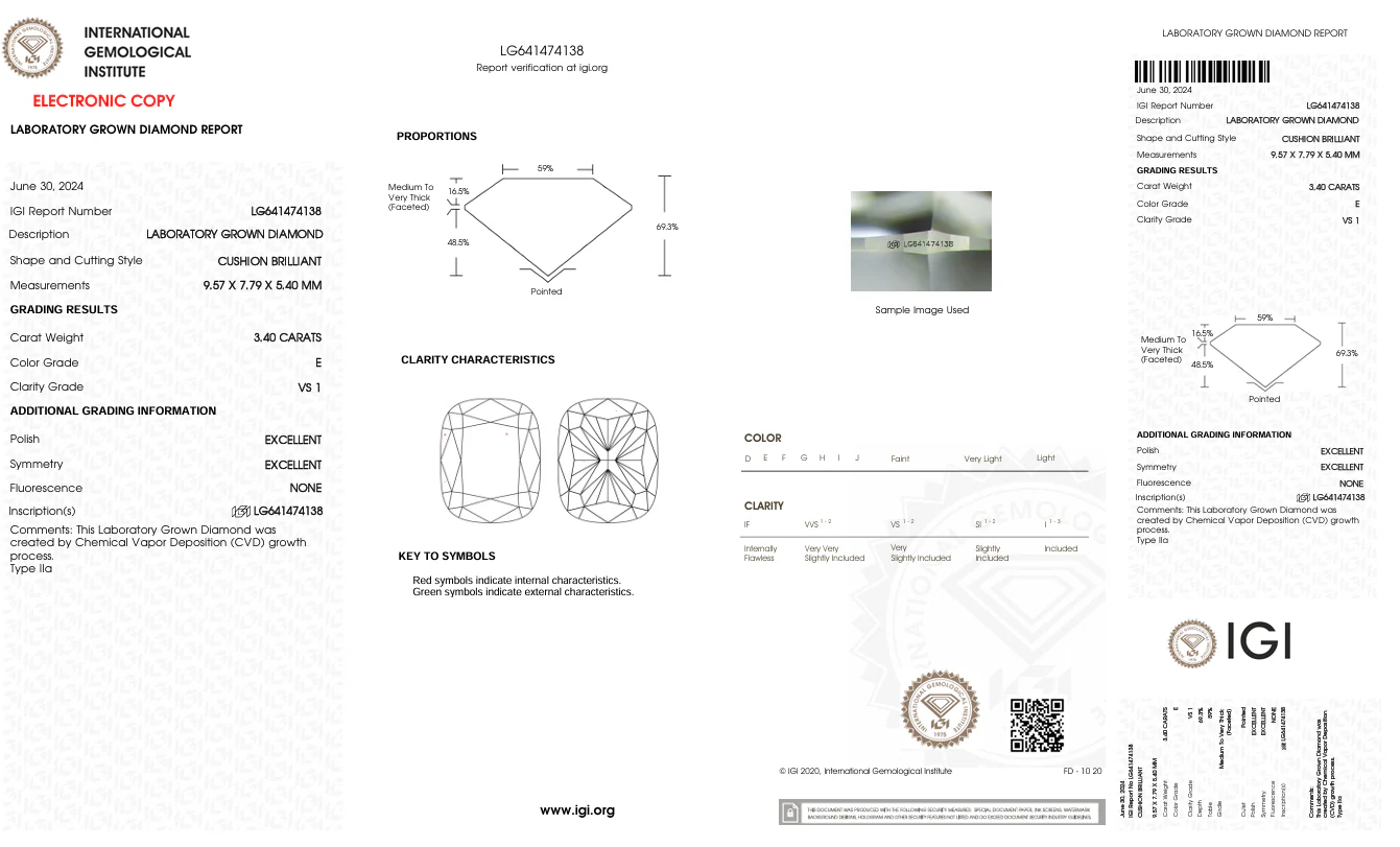 3.4 Carat Long Cushion Lab Grown Diamond, VS1/E - Image 2