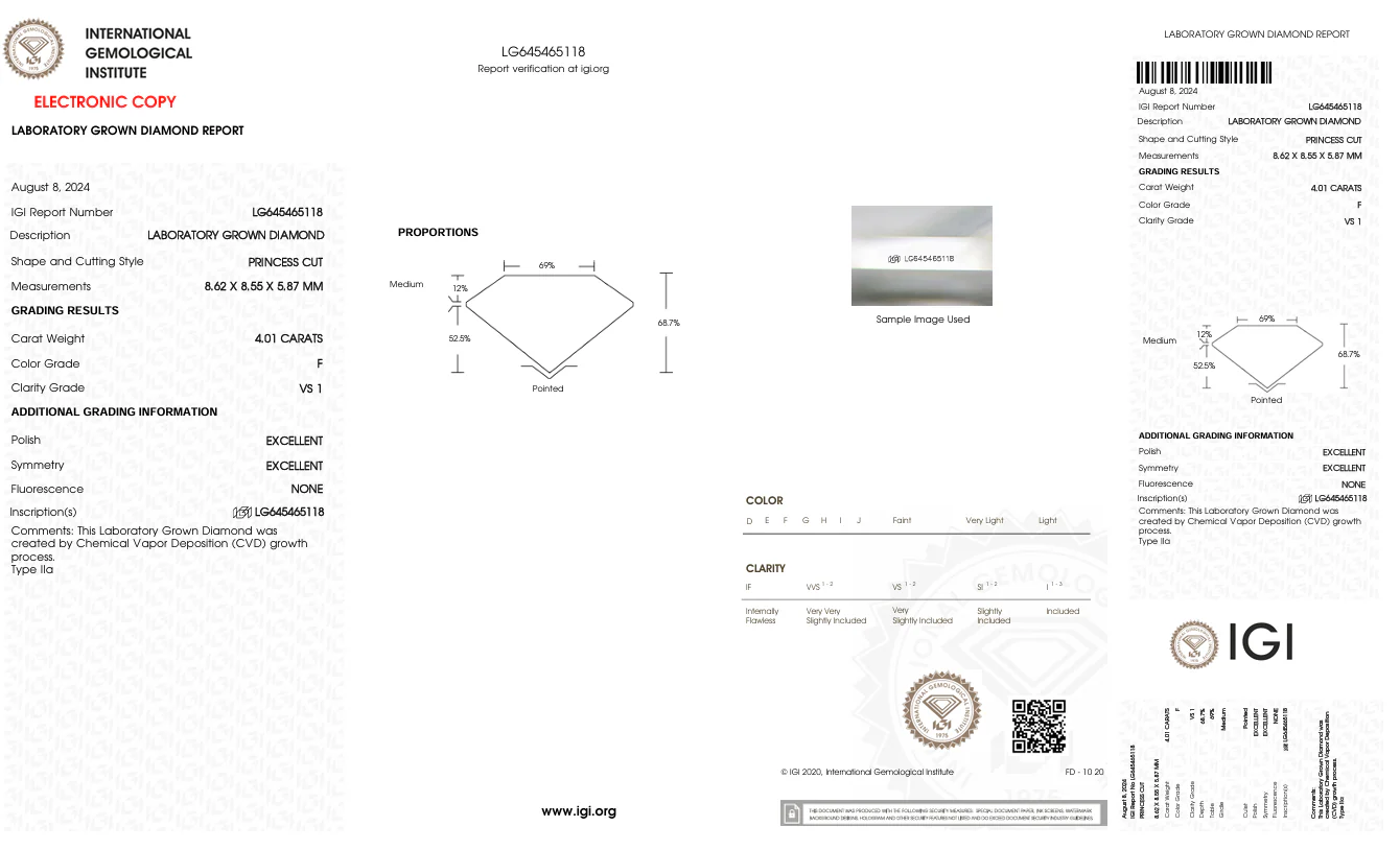 4.01 Carat Princess Lab Grown Diamond, VS1/F - Image 2