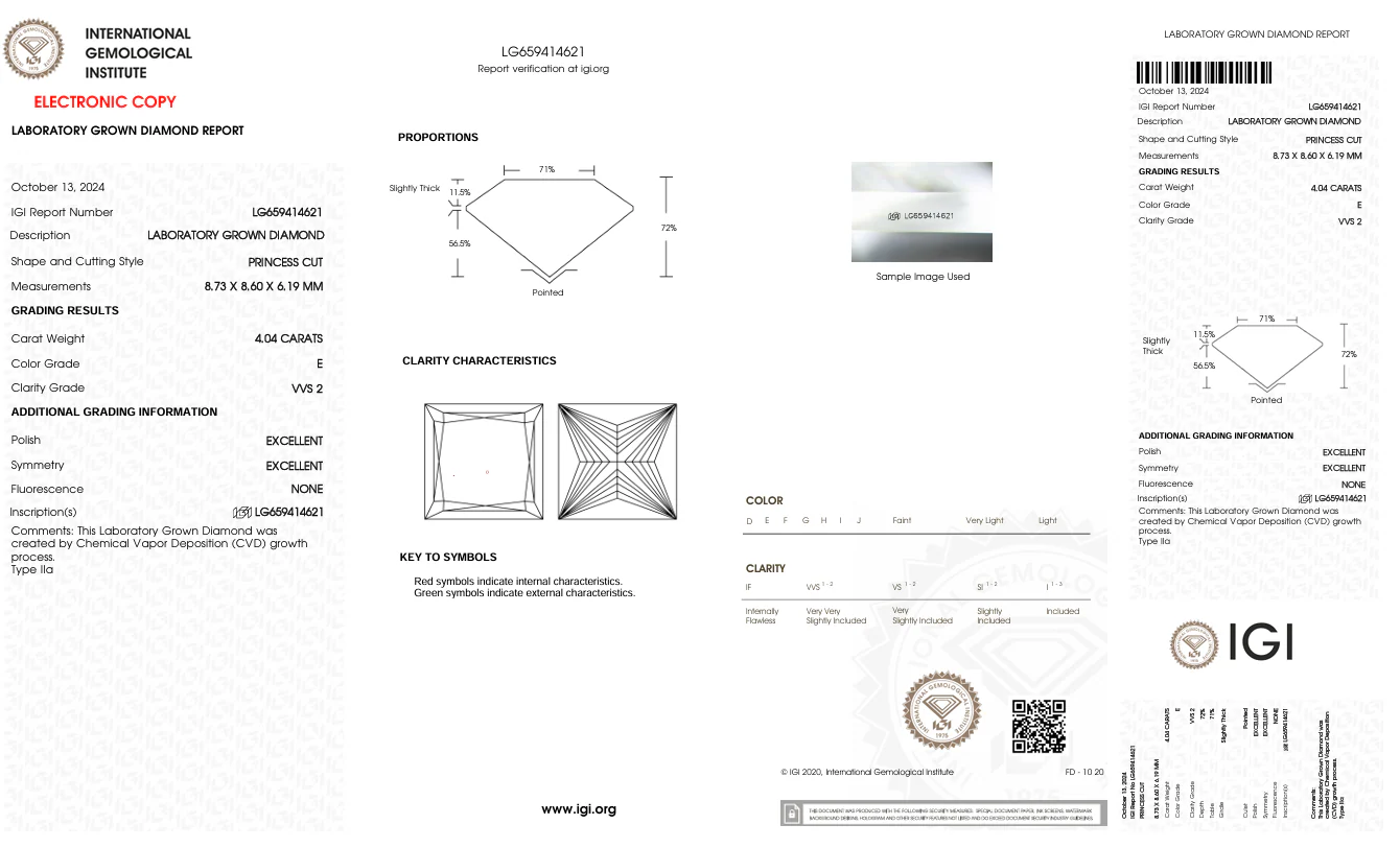 4.04 Carat Princess Lab Grown Diamond, VVS2/E - Image 2