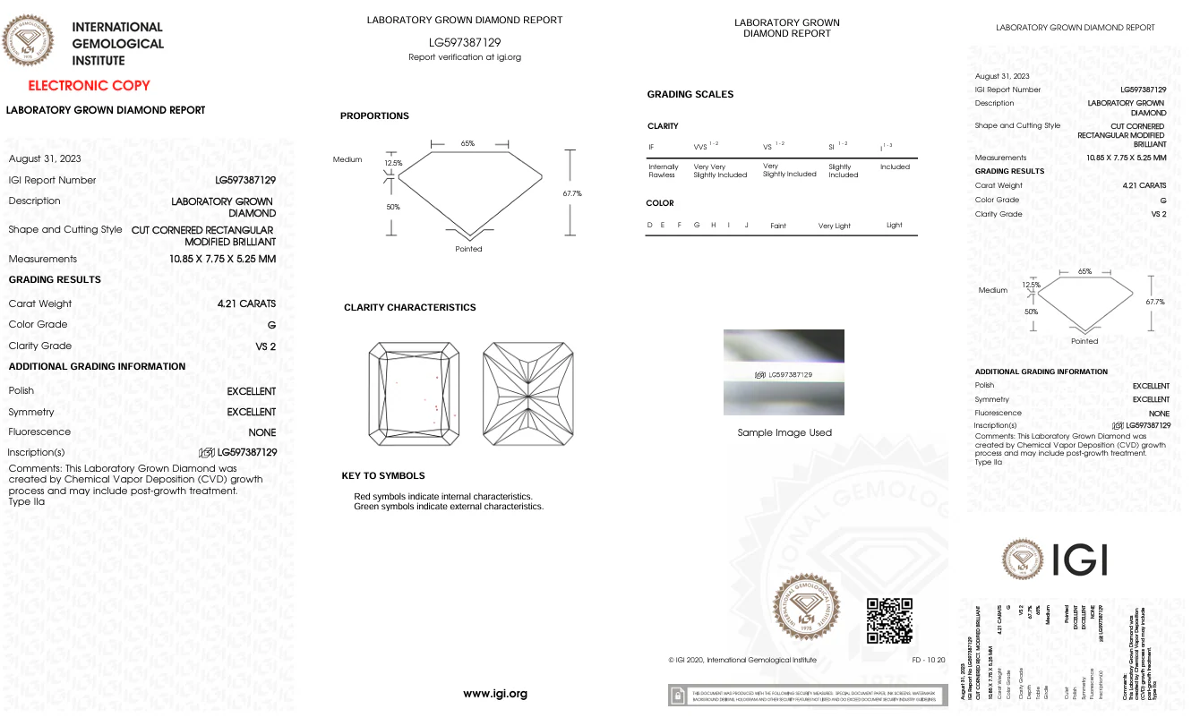 4.21 Carat Radiant Lab Grown Diamond, VS2/G - Image 2