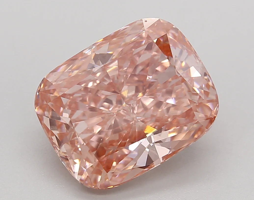 4.22 Carat Long Cushion Lab Grown Diamond, FANCY VIVID PINK/VS1