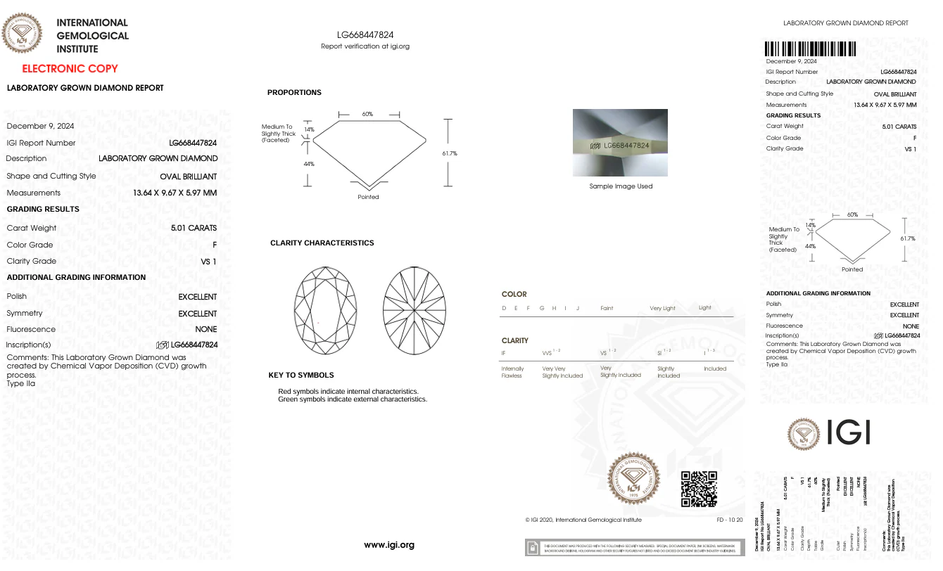 5.01 Carat Oval Lab Grown Diamond, VS1/F - Image 2