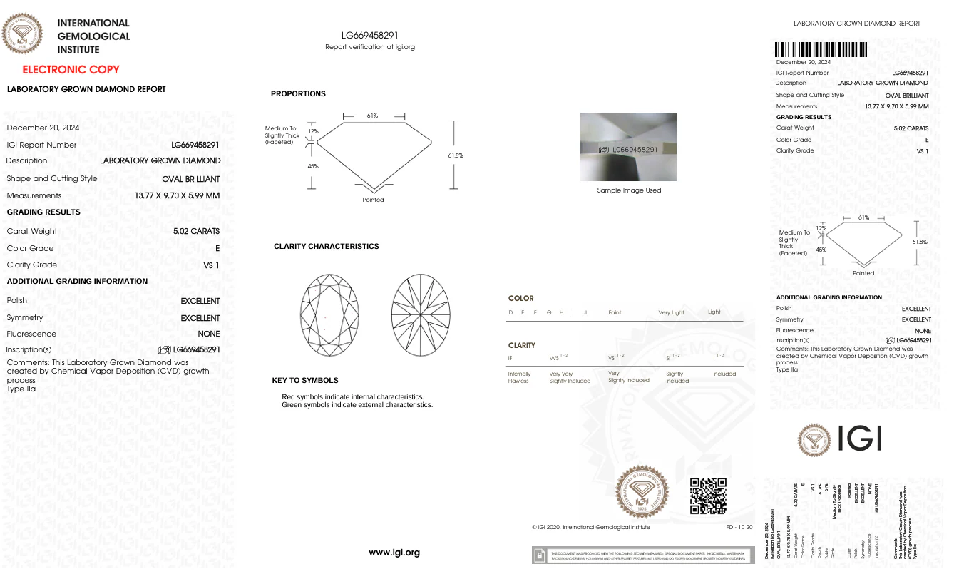 5.02 Carat Oval Lab Grown Diamond, VS1/E - Image 2