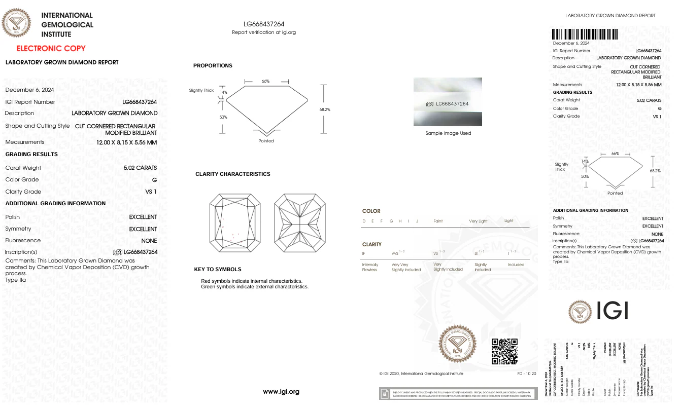 5.02 Carat Radiant Lab Grown Diamond, VS1/G - Image 2