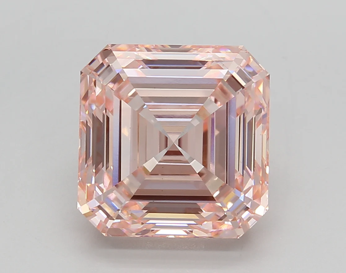 5.1 Carat Square Emerald Lab Grown Diamond, VS1/FANCY INTENSE PINK
