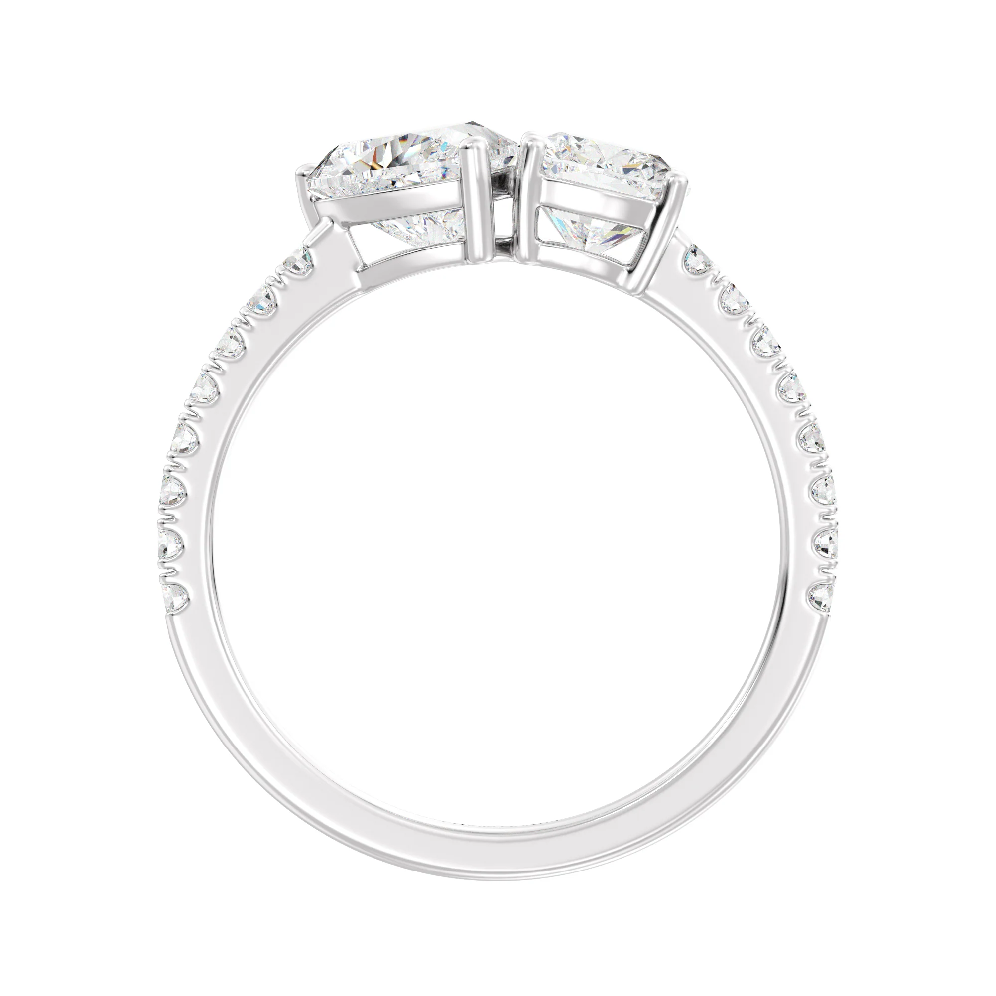 Heart and Cushion Cut Lab Grown Diamond Toi et Moi Ring in 18K Gold - Image 14