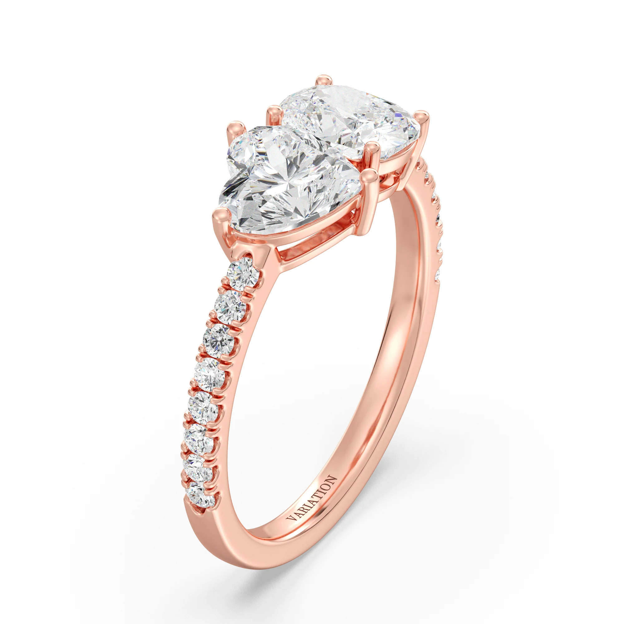 Heart and Cushion Cut Lab Grown Diamond Toi et Moi Ring in 18K Gold - Image 7