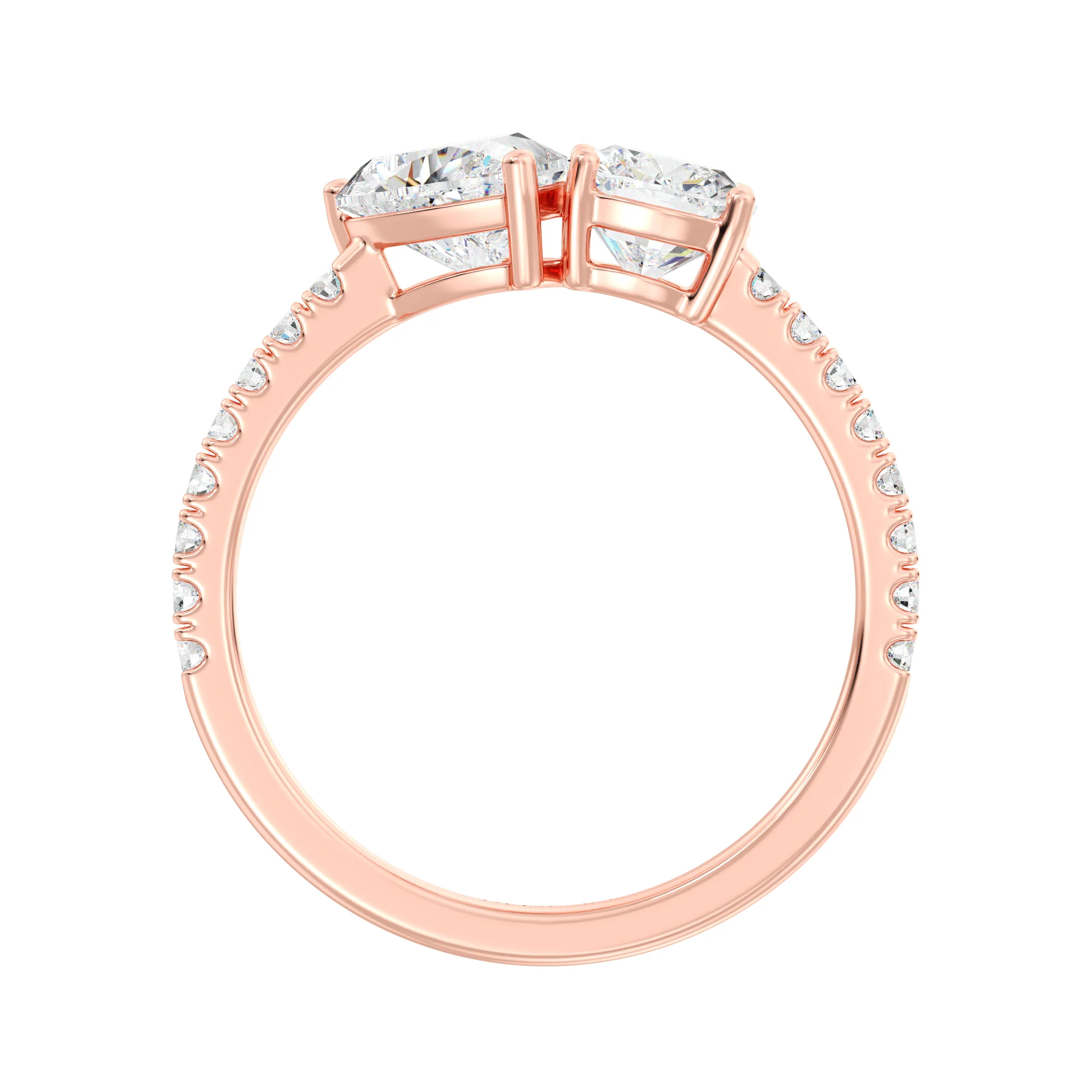 Heart and Cushion Cut Lab Grown Diamond Toi et Moi Ring in 18K Gold - Image 9