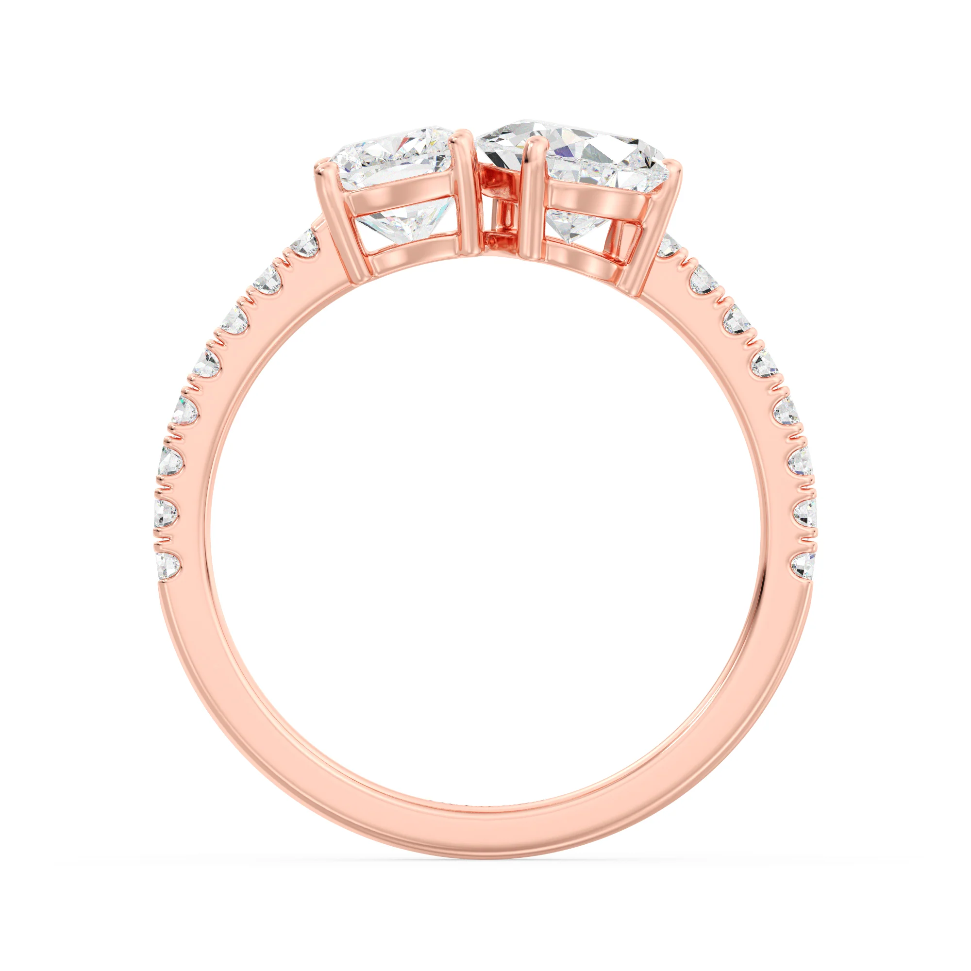 Pear and Cushion Cut Lab Grown Diamond Toi et Moi Ring in 18K Gold - Image 10