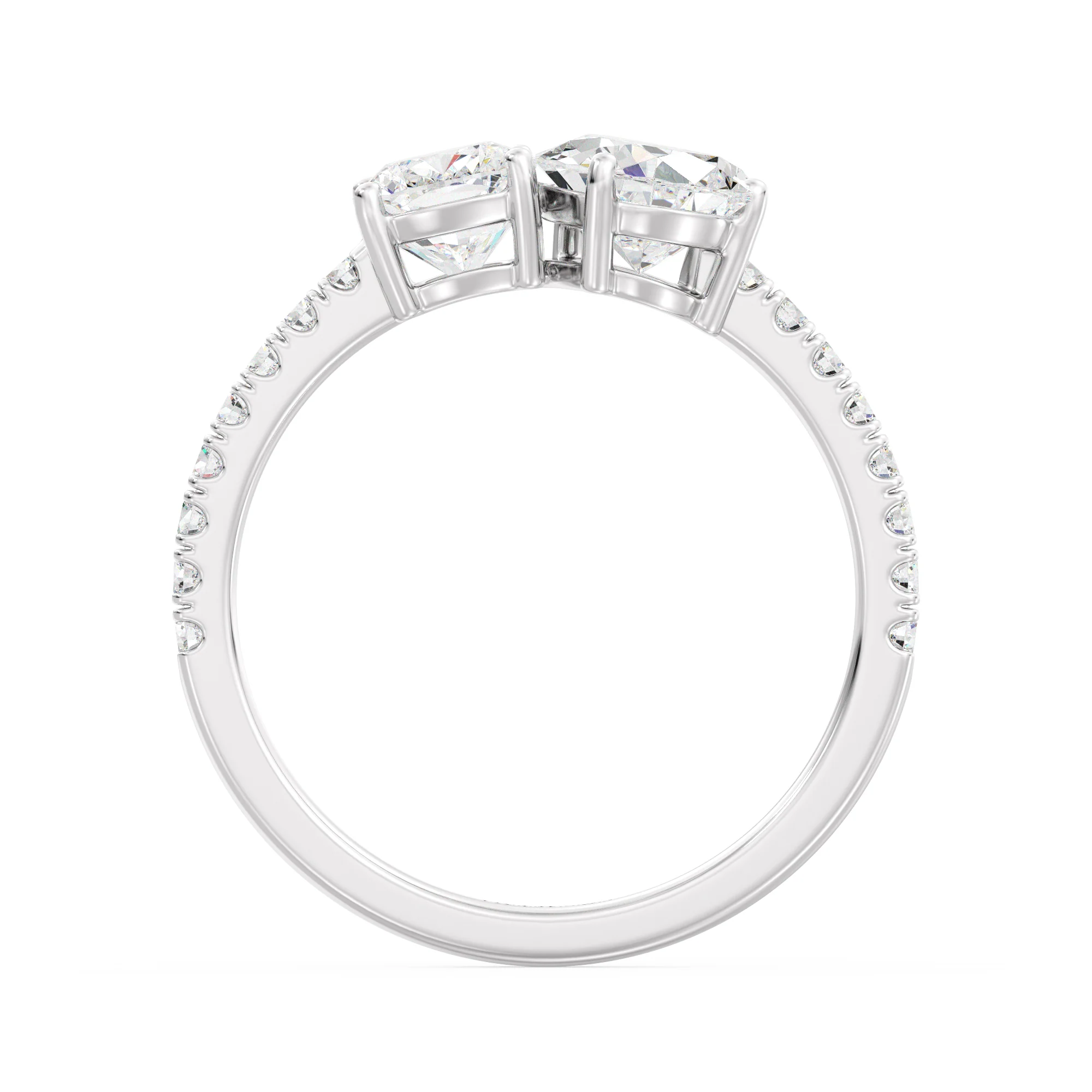 Pear and Cushion Cut Lab Grown Diamond Toi et Moi Ring in 18K Gold - Image 15